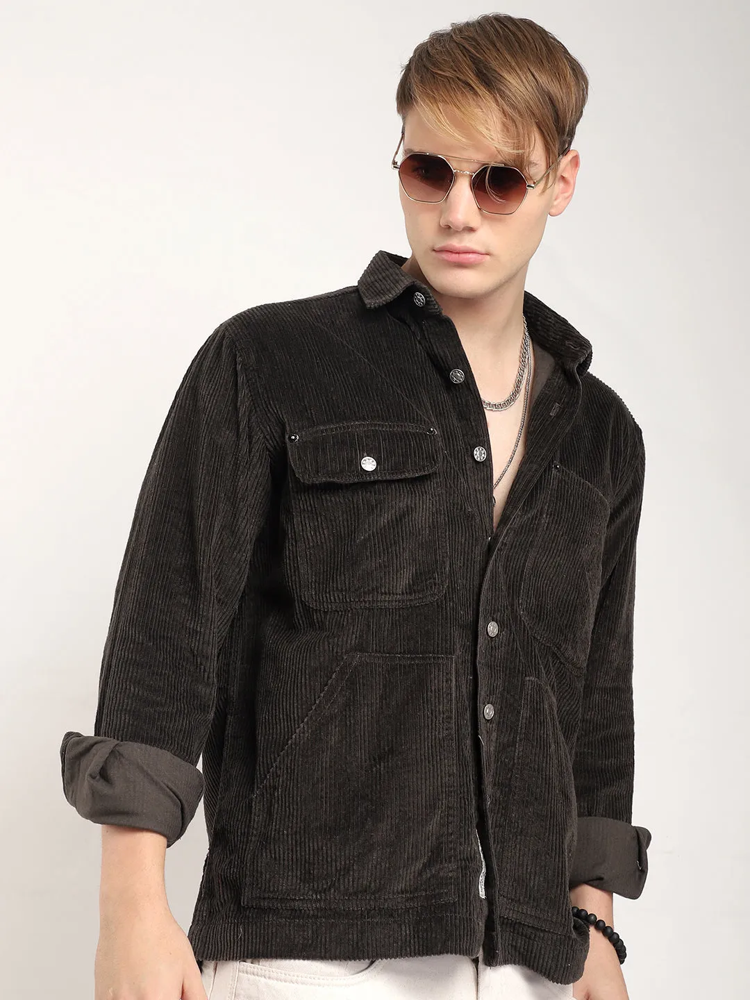 Prime Fit Corduroy Chocolate Shacket