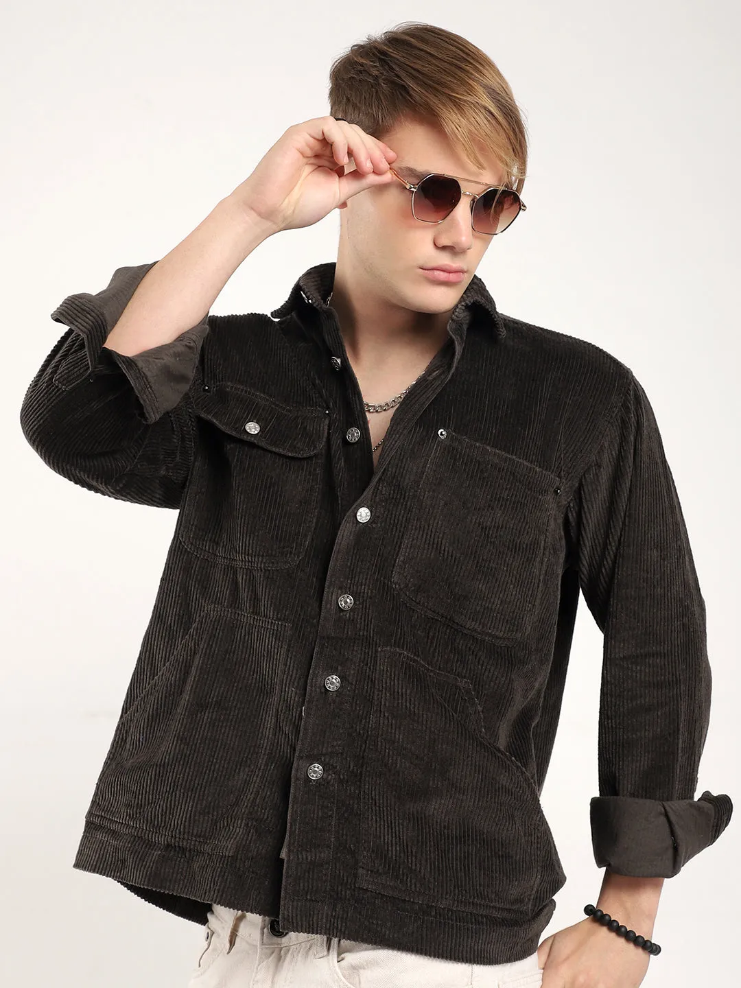 Prime Fit Corduroy Chocolate Shacket
