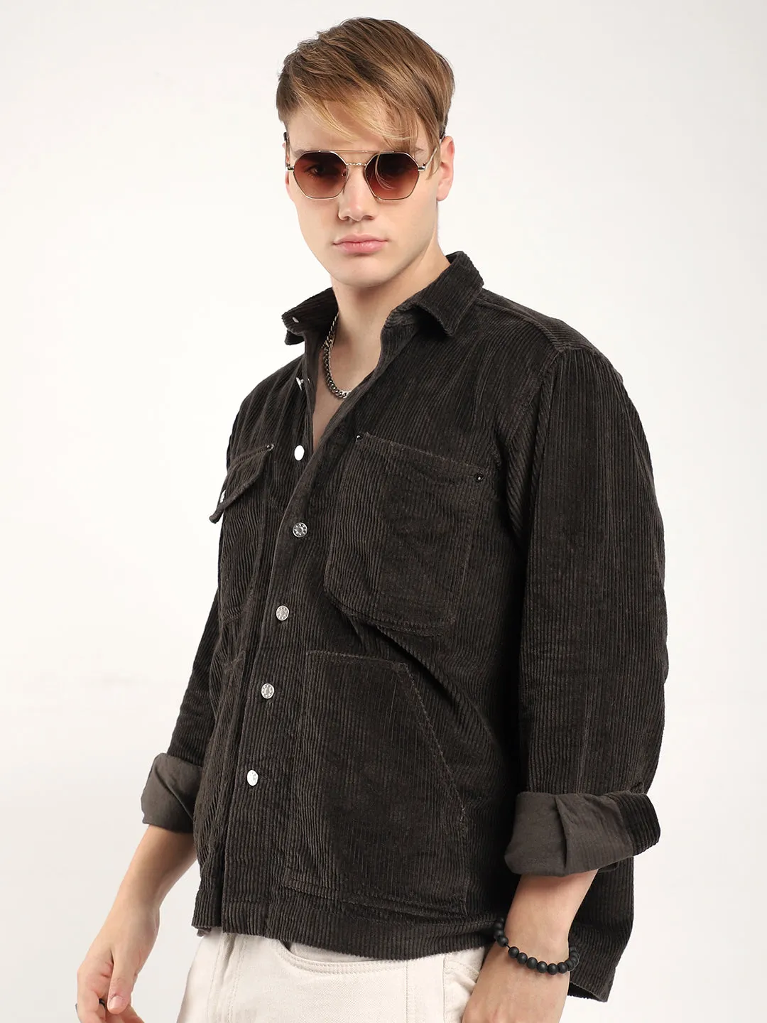 Prime Fit Corduroy Chocolate Shacket