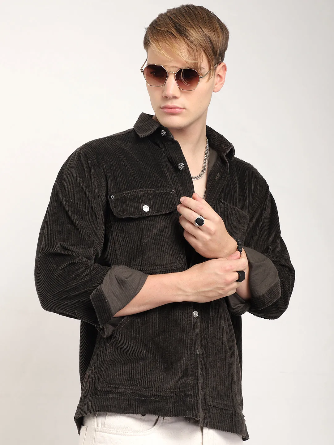 Prime Fit Corduroy Chocolate Shacket