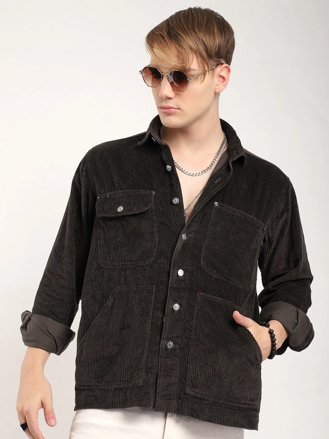 Prime Fit Corduroy Chocolate Shacket