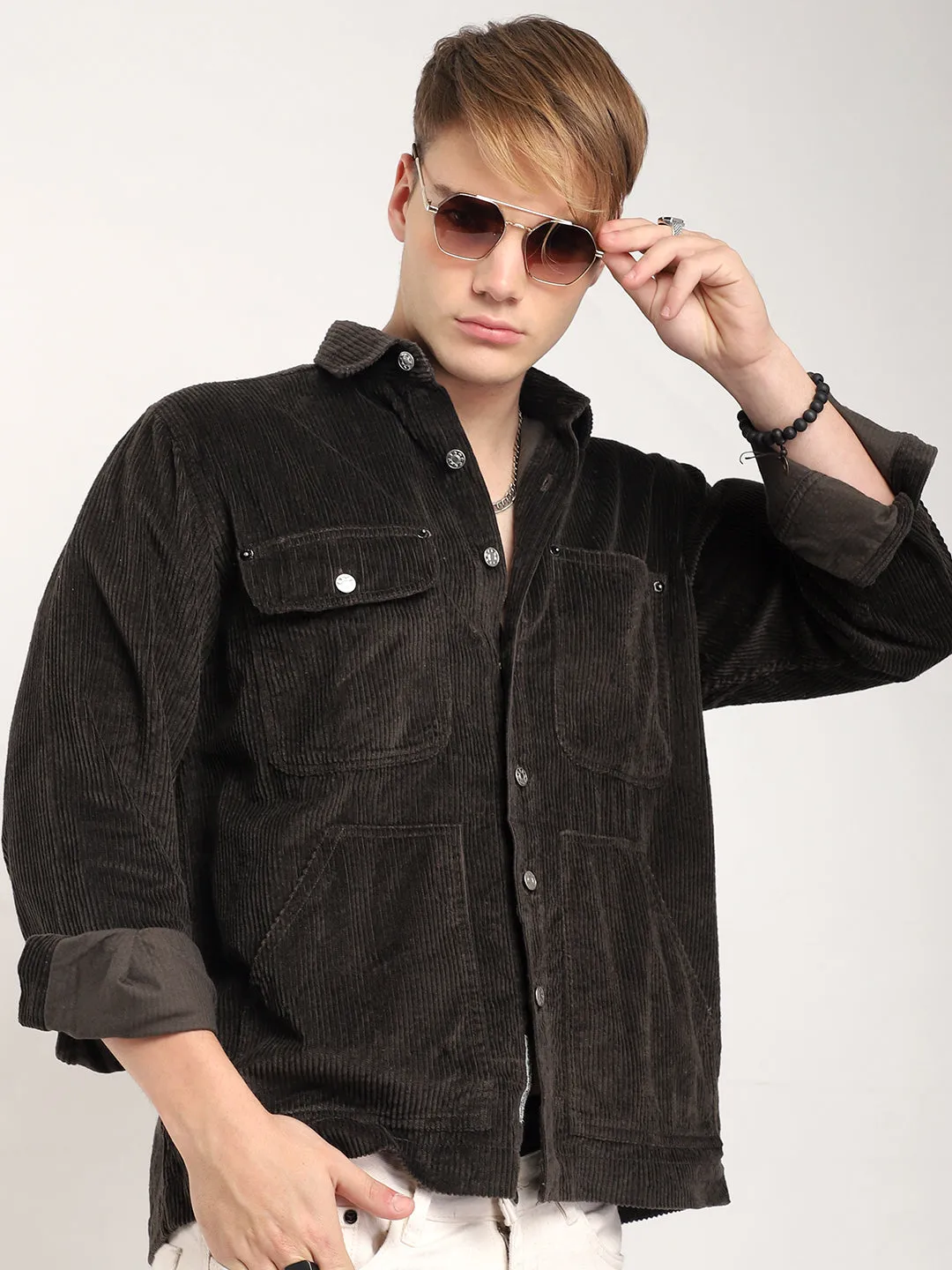 Prime Fit Corduroy Chocolate Shacket