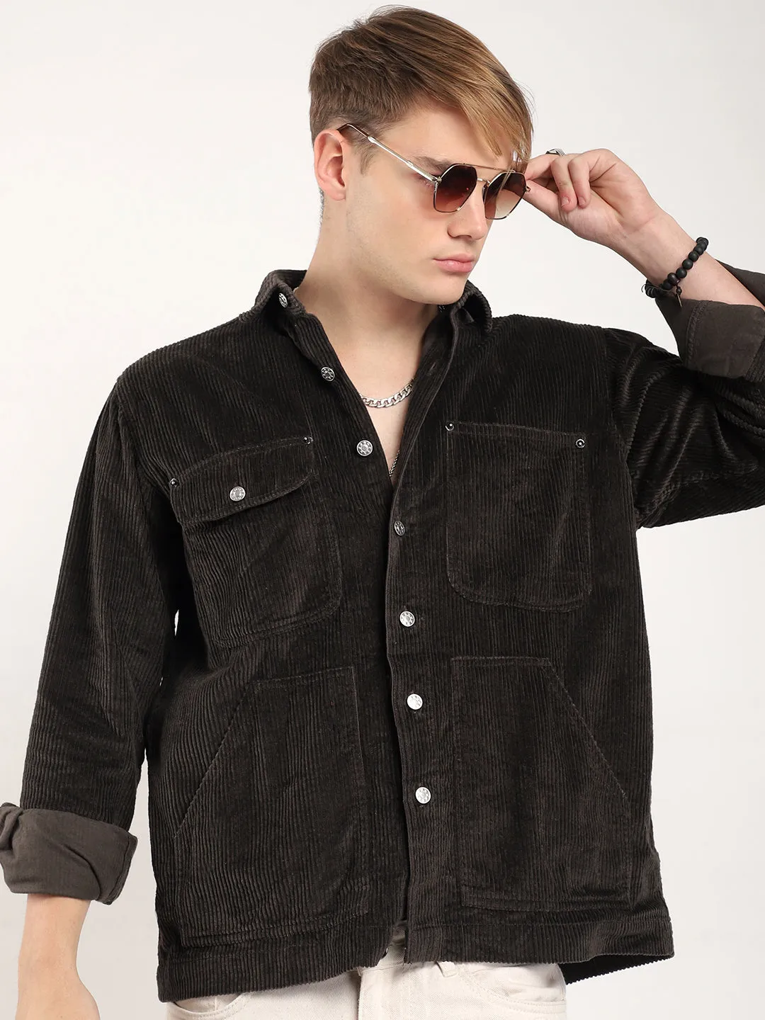 Prime Fit Corduroy Chocolate Shacket