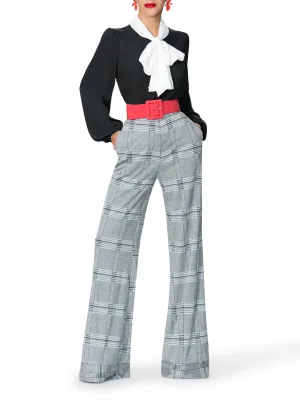 "Bardot" High Waist Houndstooth Pants