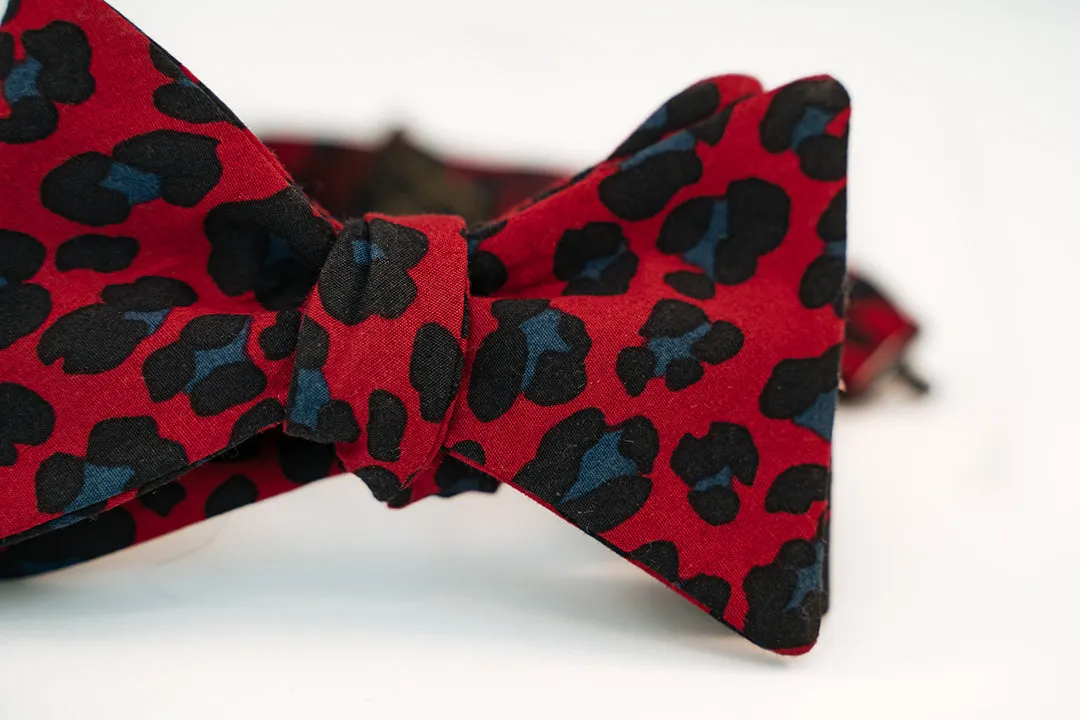 Red & Black Leopard Print Cotton Bow Tie