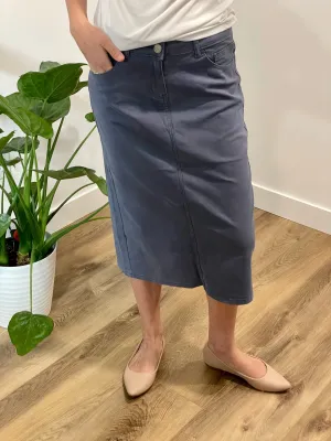 Remi Coastal Blue Midi Skirt 29 inches long