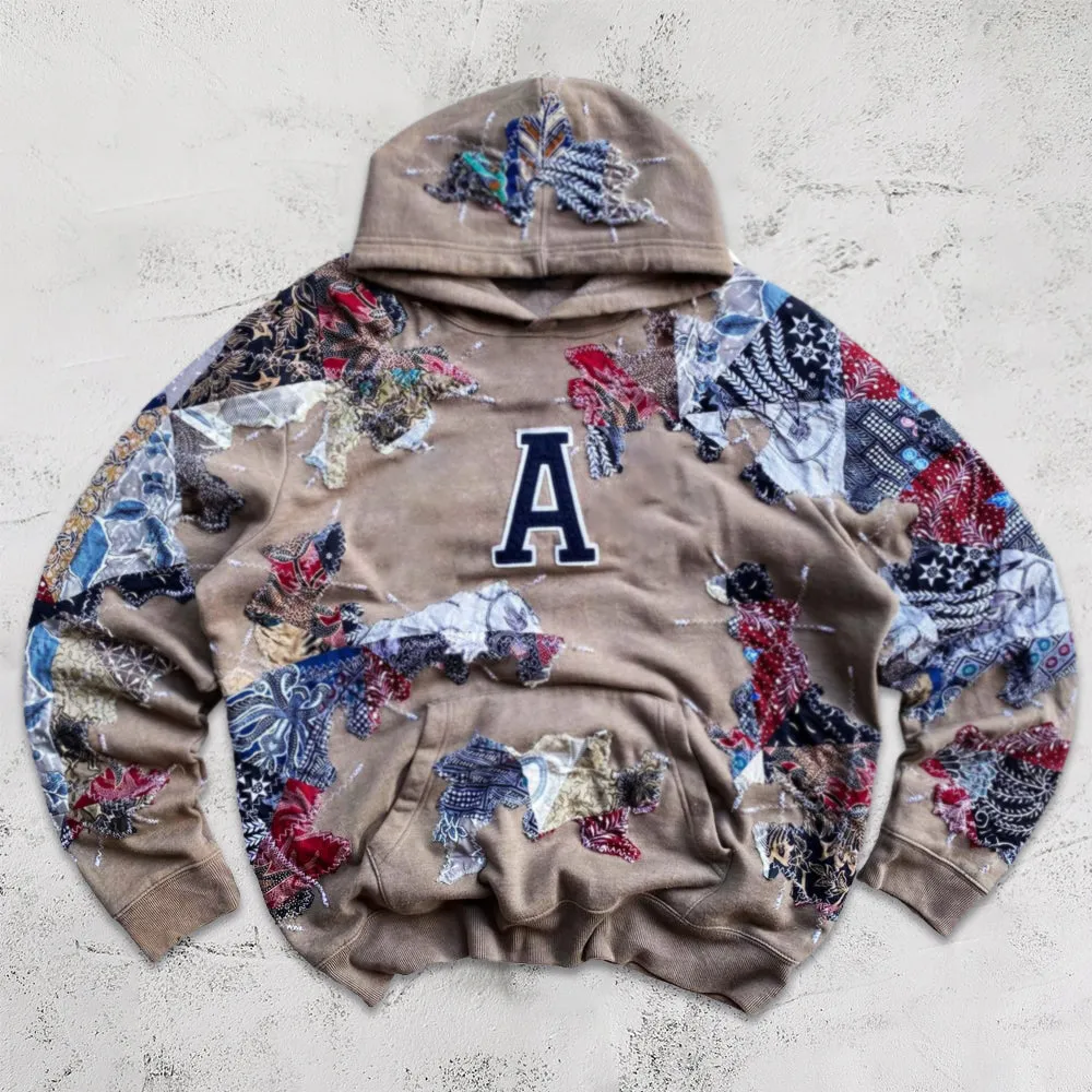 Retro fashion brand printed street hoodie