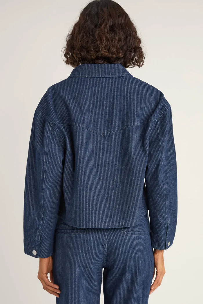 Rhythm Pinstripe Cropped Jacket - INDIGO