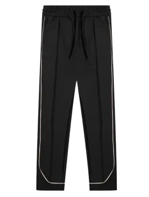 RICHIE LE PLEATED TRACK PANTS BLACK/CREAM - RLC-426