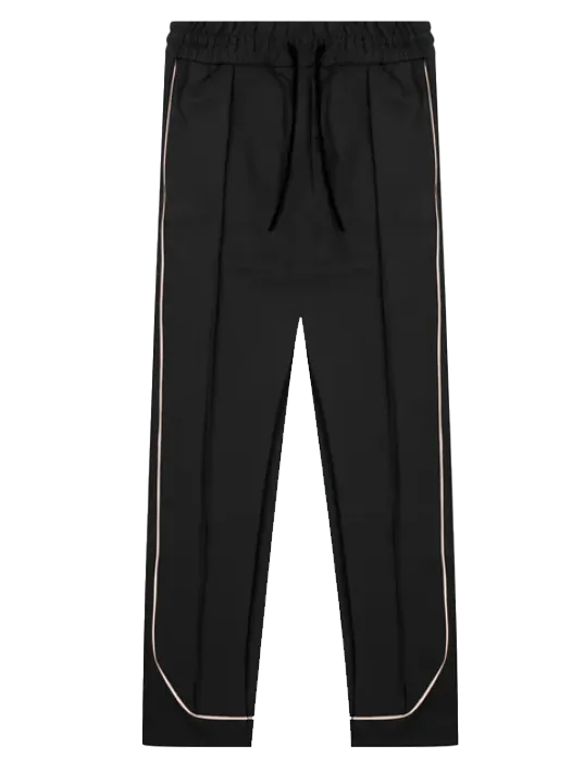 RICHIE LE PLEATED TRACK PANTS BLACK/CREAM - RLC-426