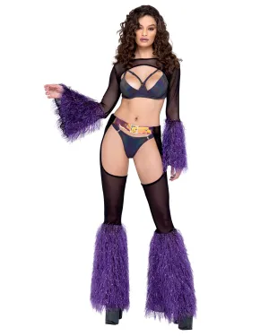 Roma Sheer Shrug with Faux Fur Bell Sleeve - Rave & Festival Wear