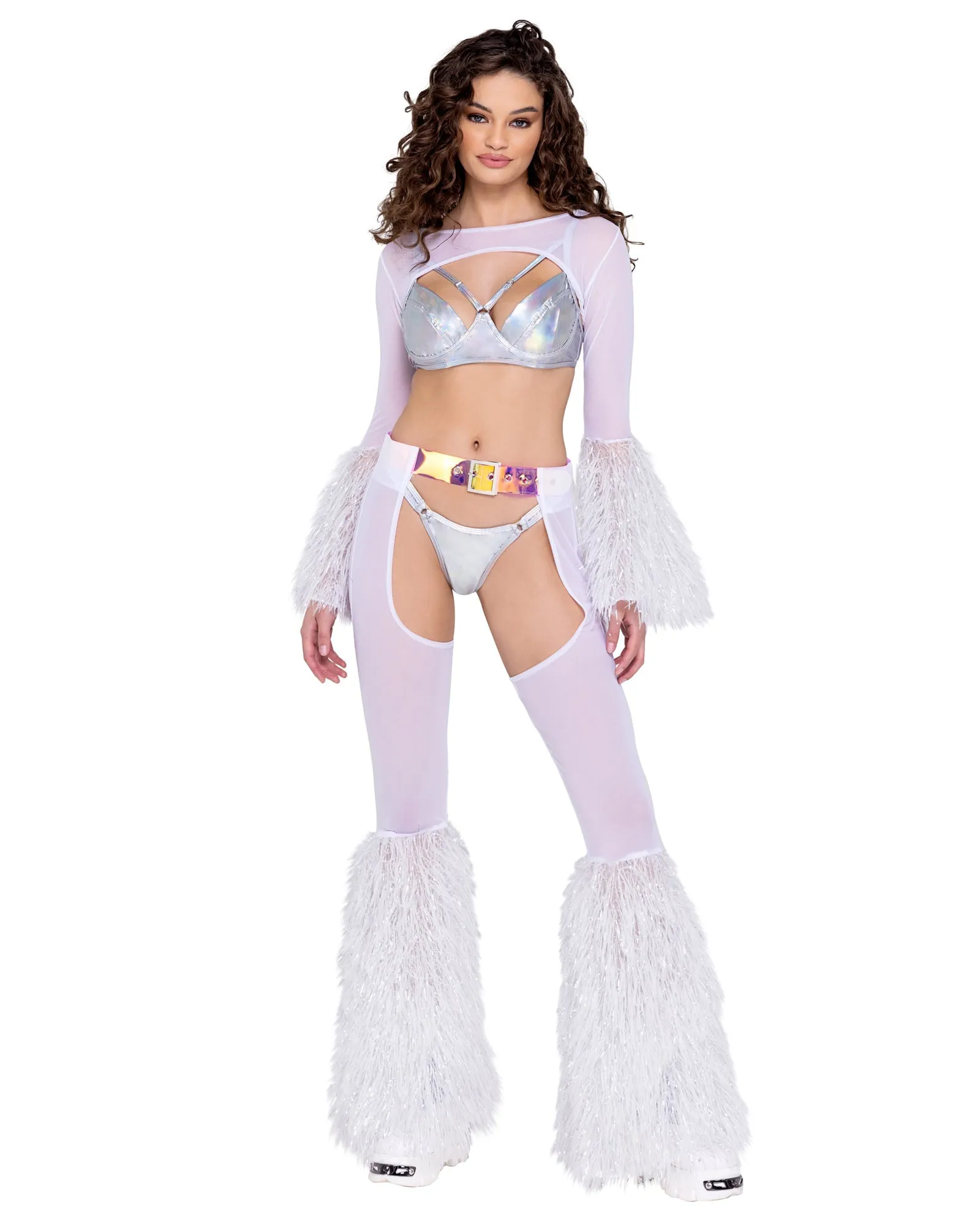 Roma Sheer Shrug with Faux Fur Bell Sleeve - Rave & Festival Wear
