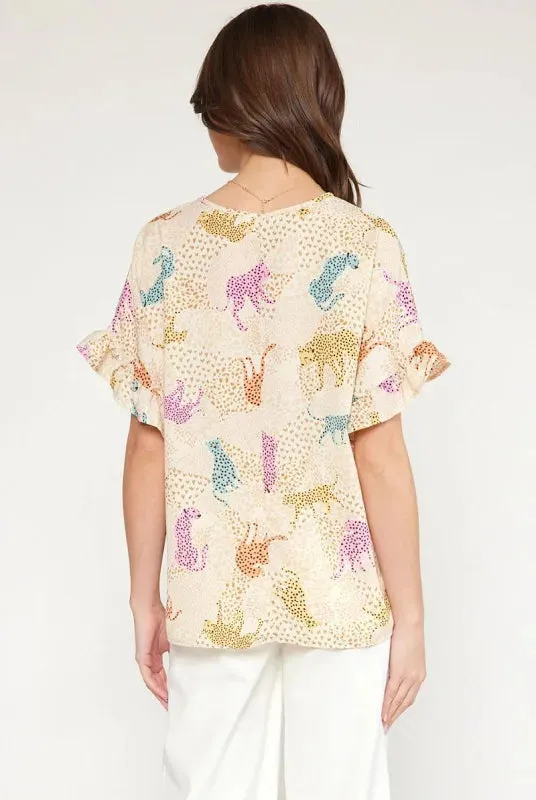 Run Wild V-Neck Leopard Top