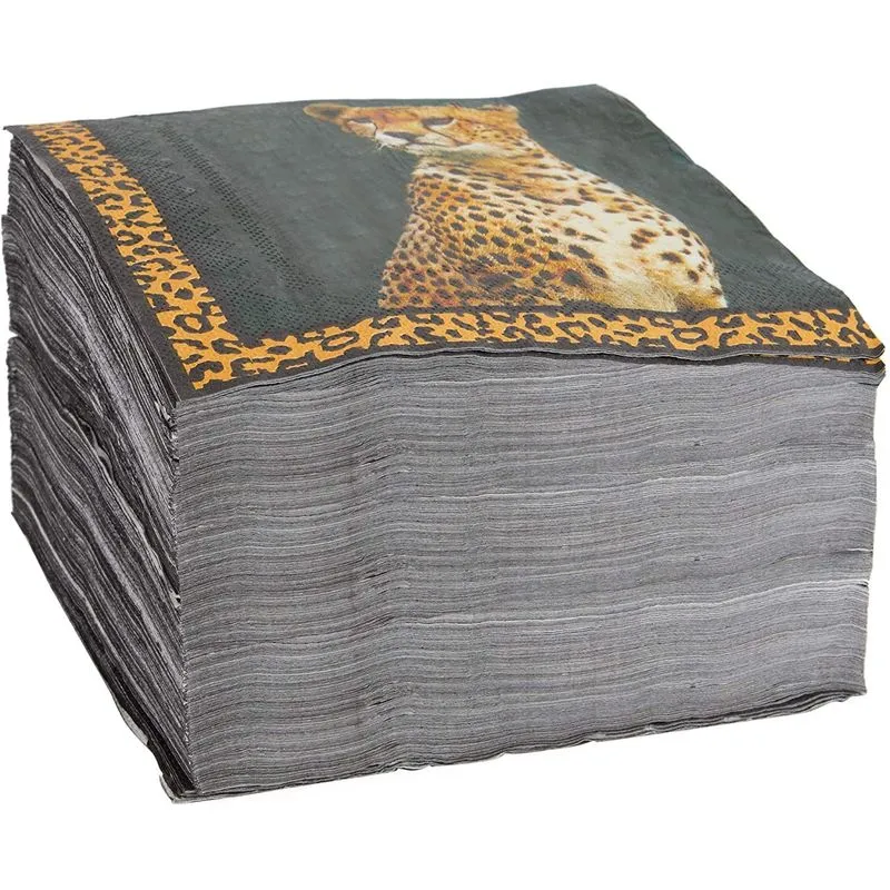 Safari Birthday Party Paper Napkins with Cheetah (6.5 In, 150 Pack)