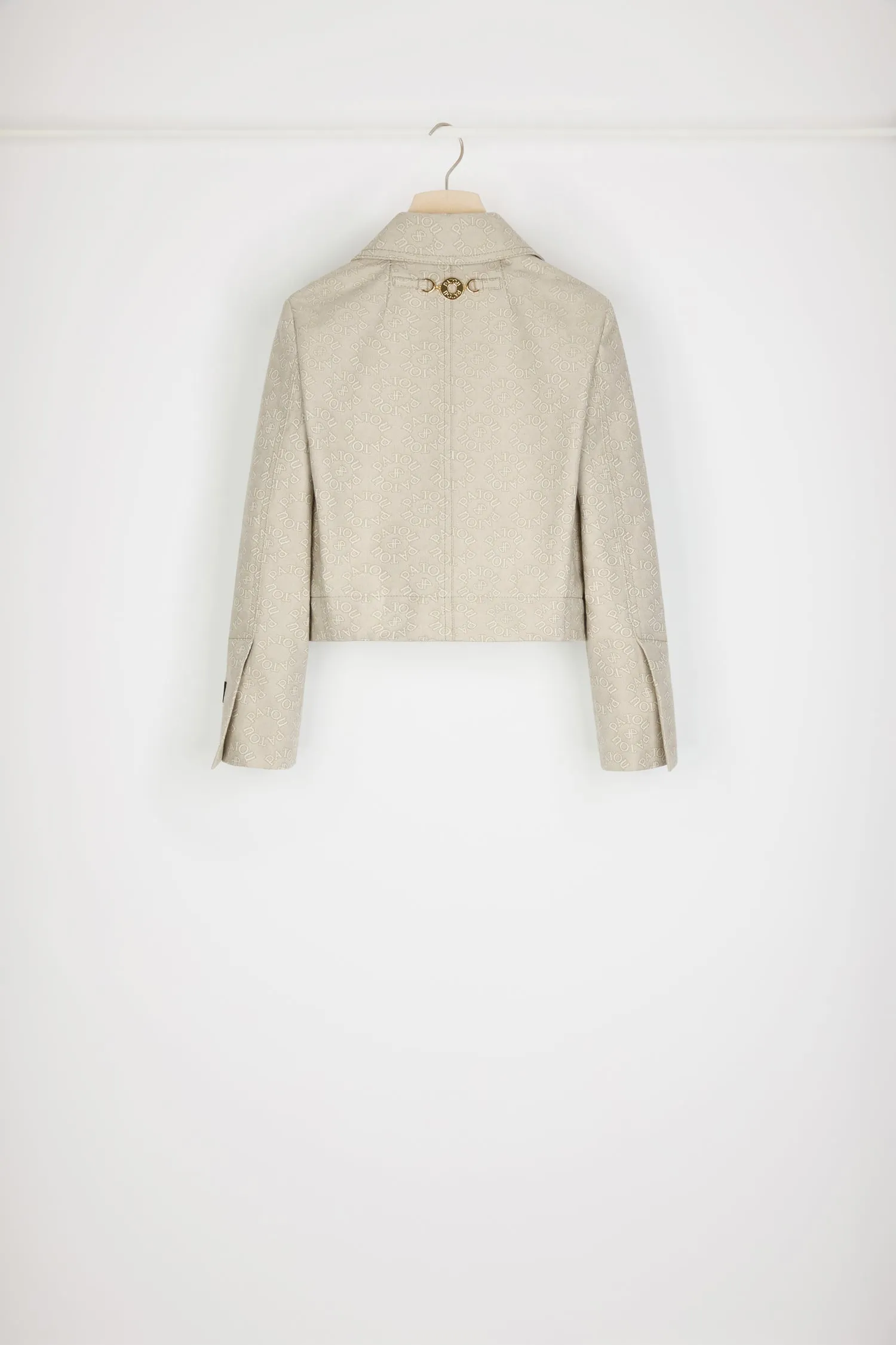Short tailored jacket in organic cotton jacquard
