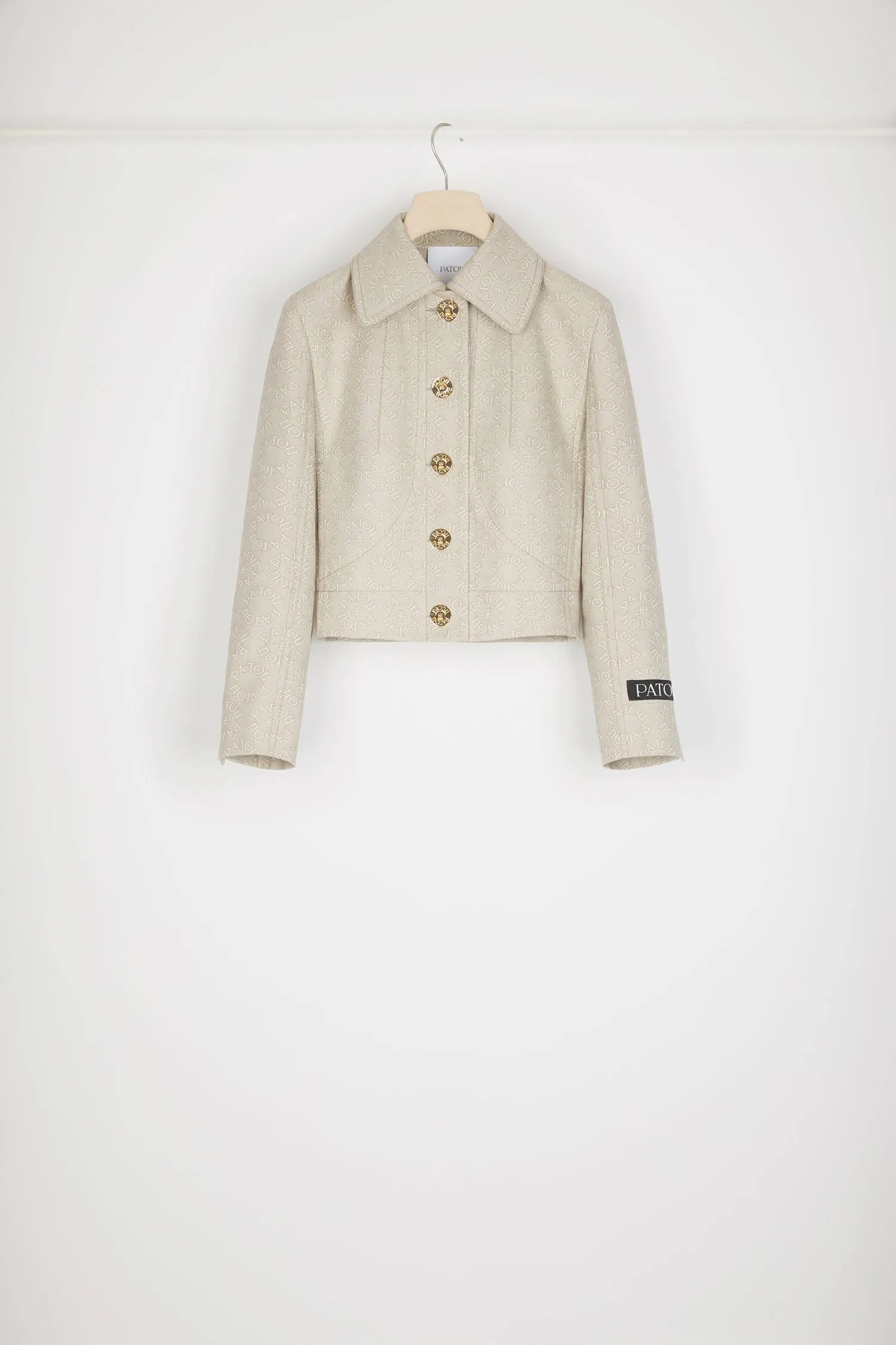 Short tailored jacket in organic cotton jacquard