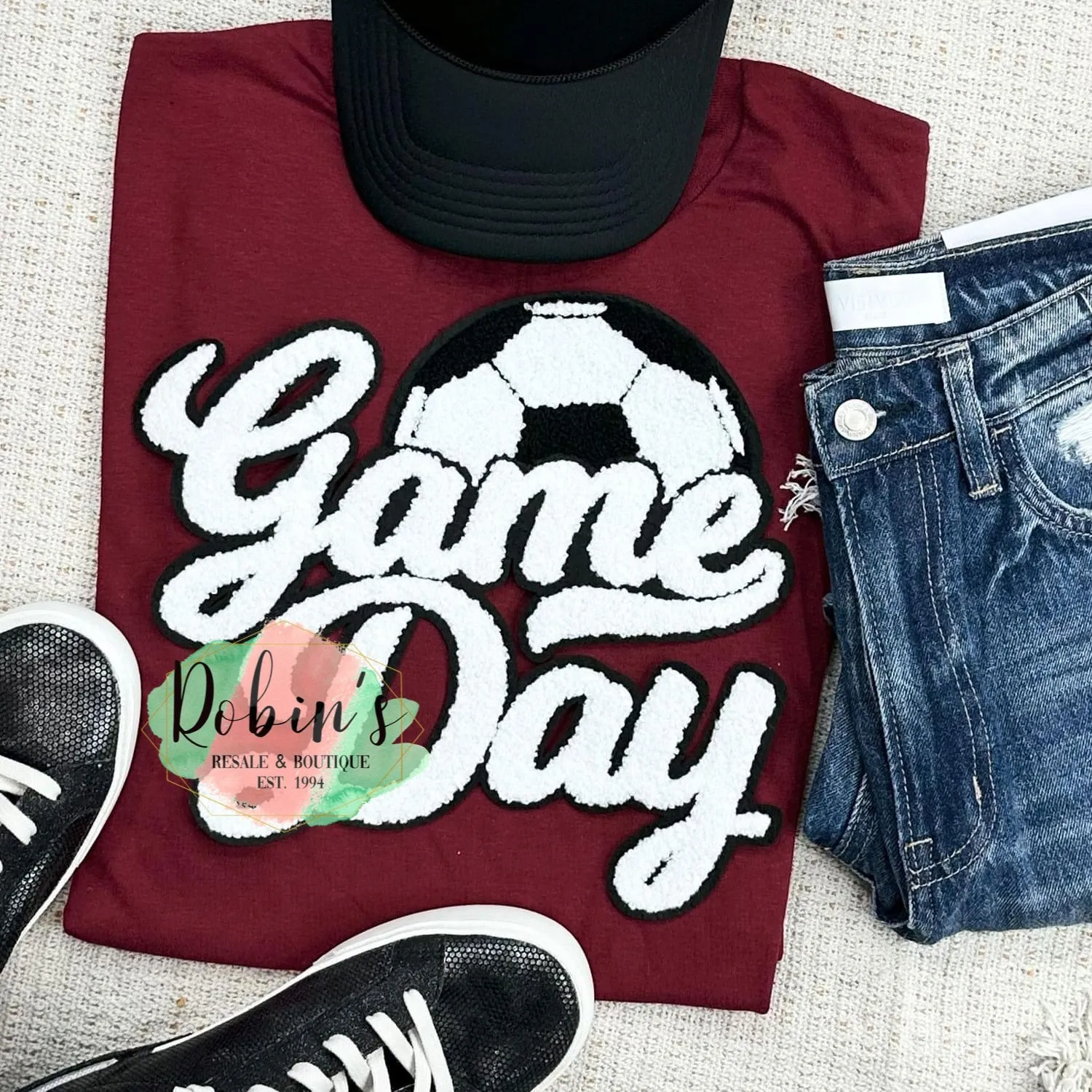 Soccer Game Day Chenille Patch Sweatshirt