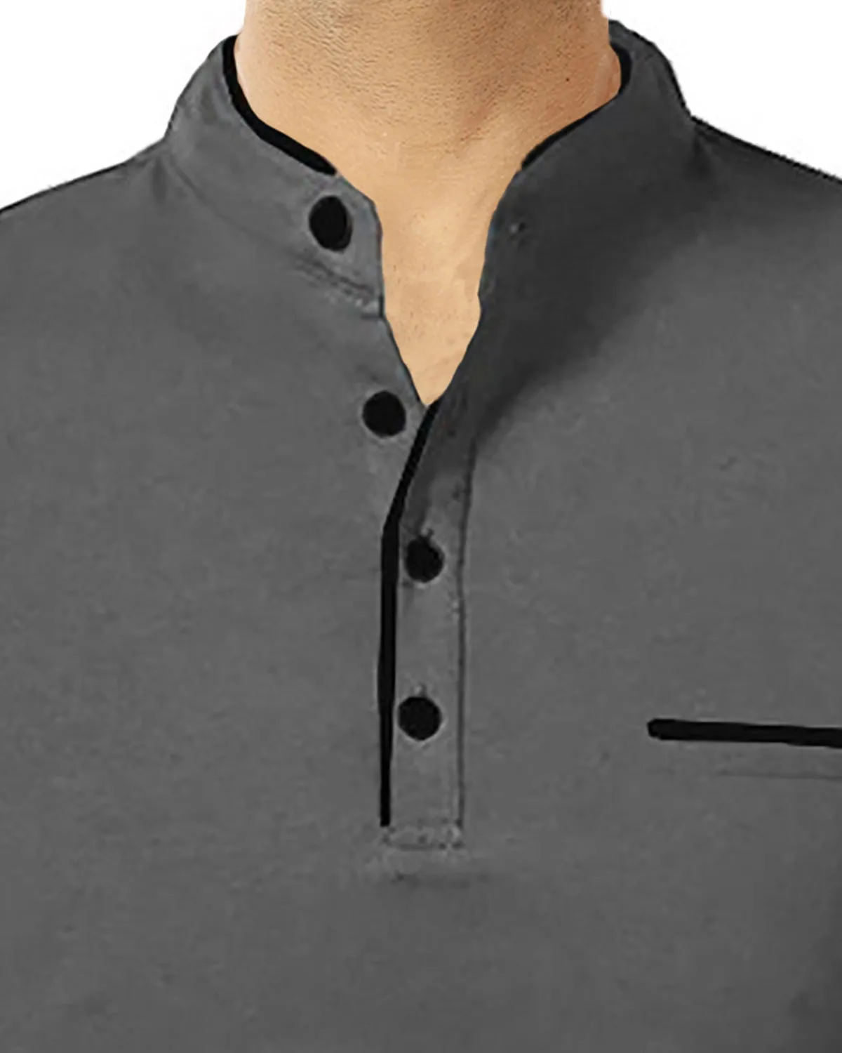 Solid Men Henley Collar t-Shirt / Darkgrey