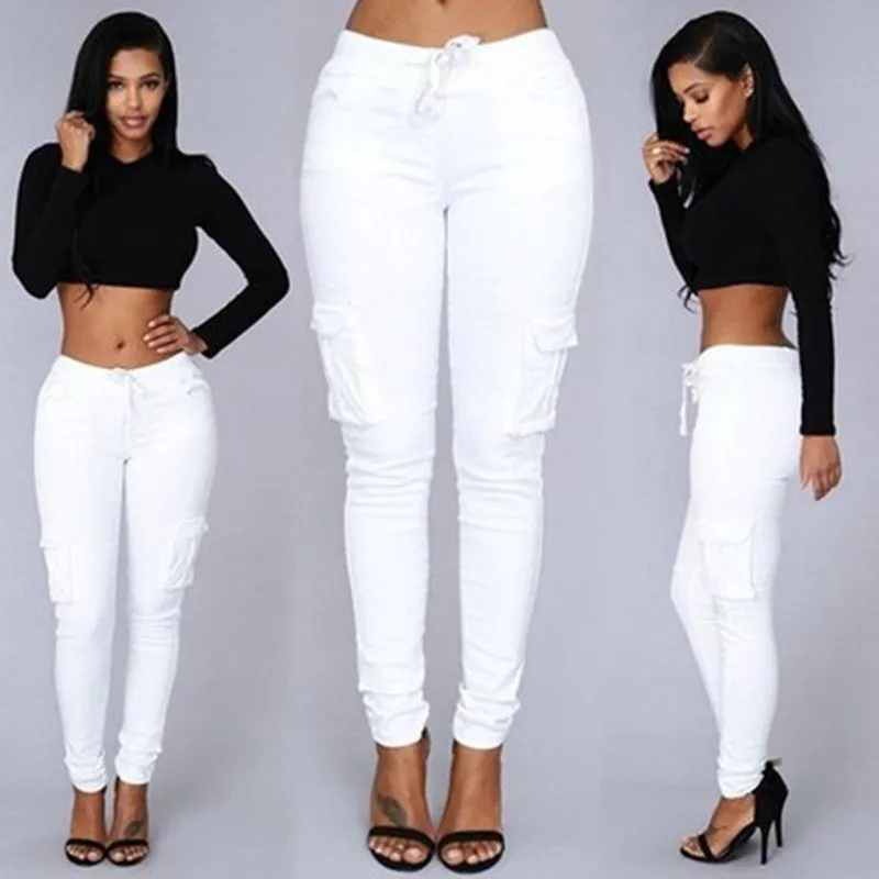 Straight Bullet Pencil Women's Drawstring Lace Casual Pants