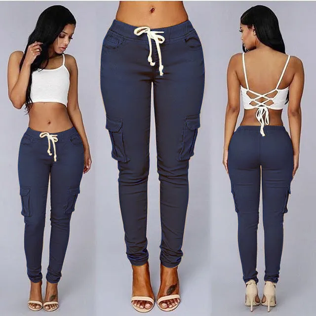 Straight Bullet Pencil Women's Drawstring Lace Casual Pants