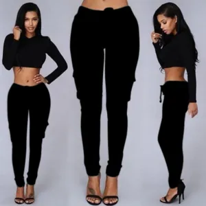 Straight Bullet Pencil Women's Drawstring Lace Casual Pants
