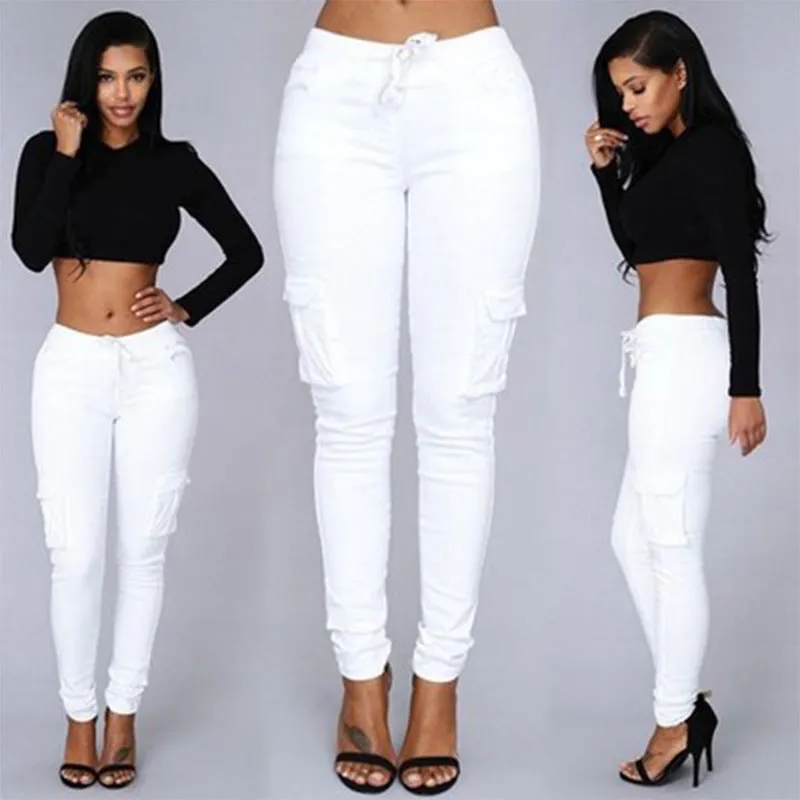 Straight Bullet Pencil Women's Drawstring Lace Casual Pants