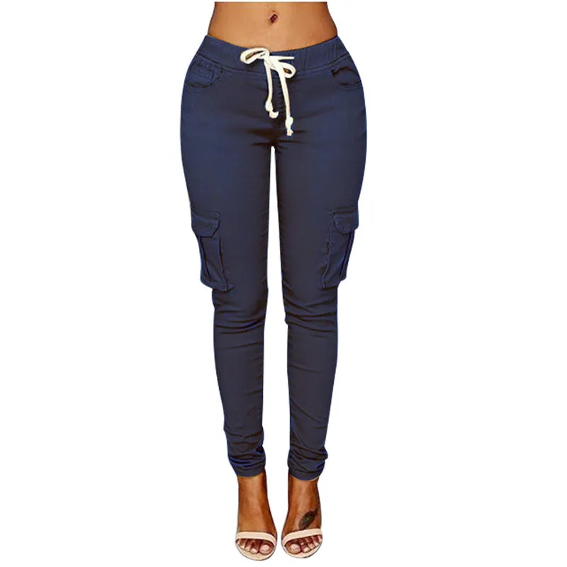 Straight Bullet Pencil Women's Drawstring Lace Casual Pants