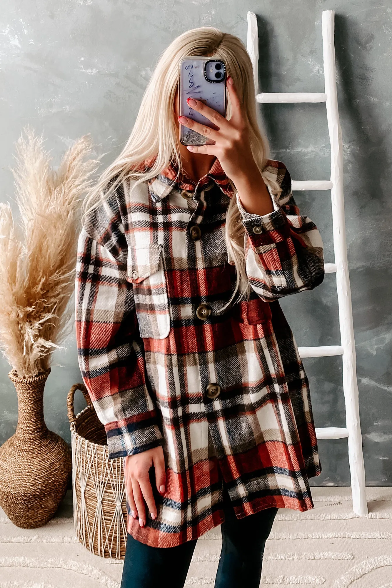 Sweet Like Brownies Oversized Plaid Shacket (Brown Mix)