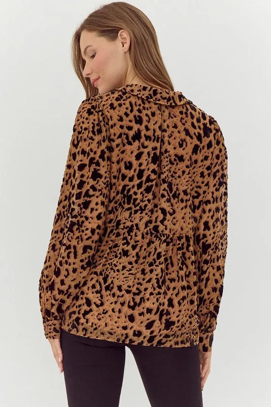 Toffee Leopard Print Baby Doll Top