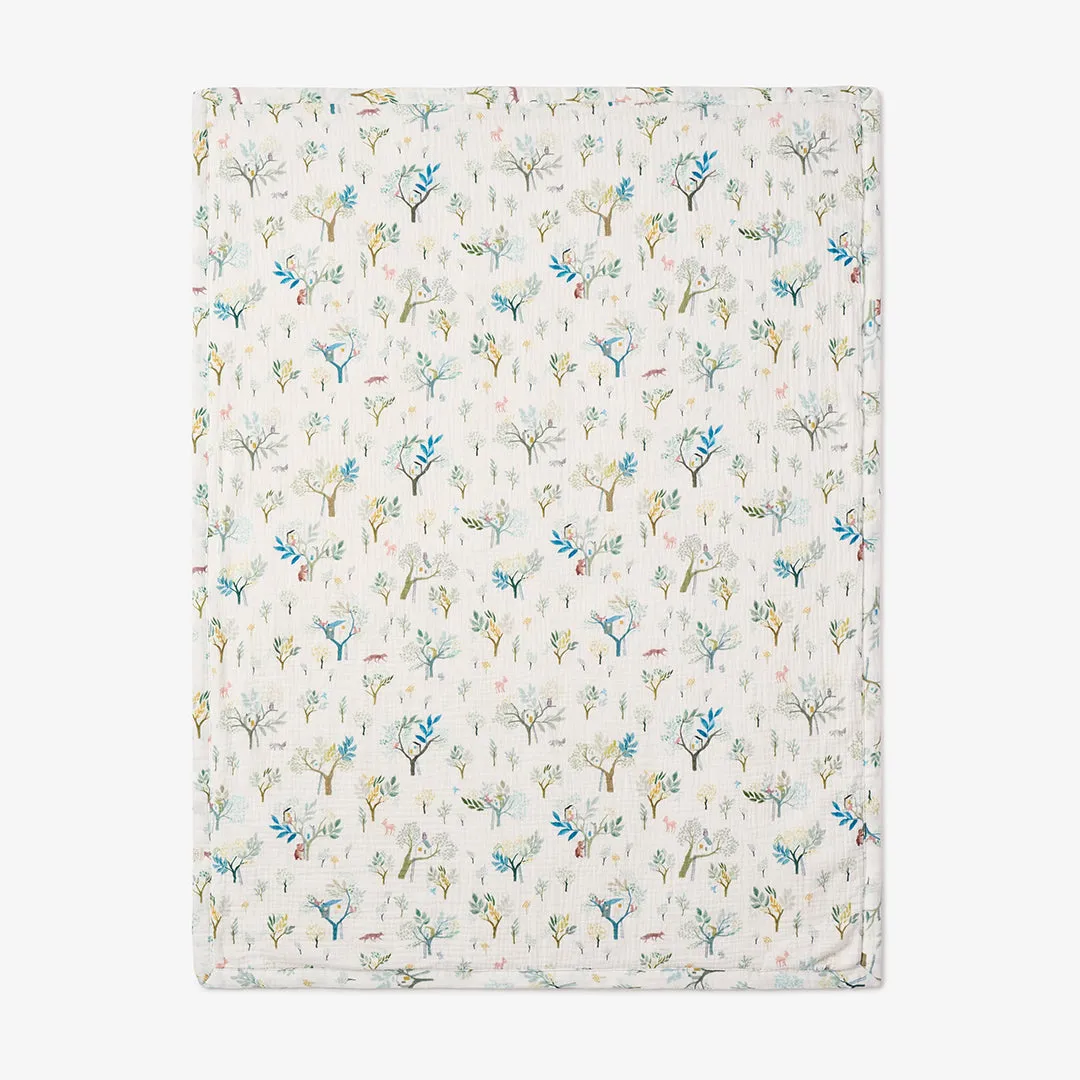 Treehouse Forest Organic Muslin Fur Back Blanket