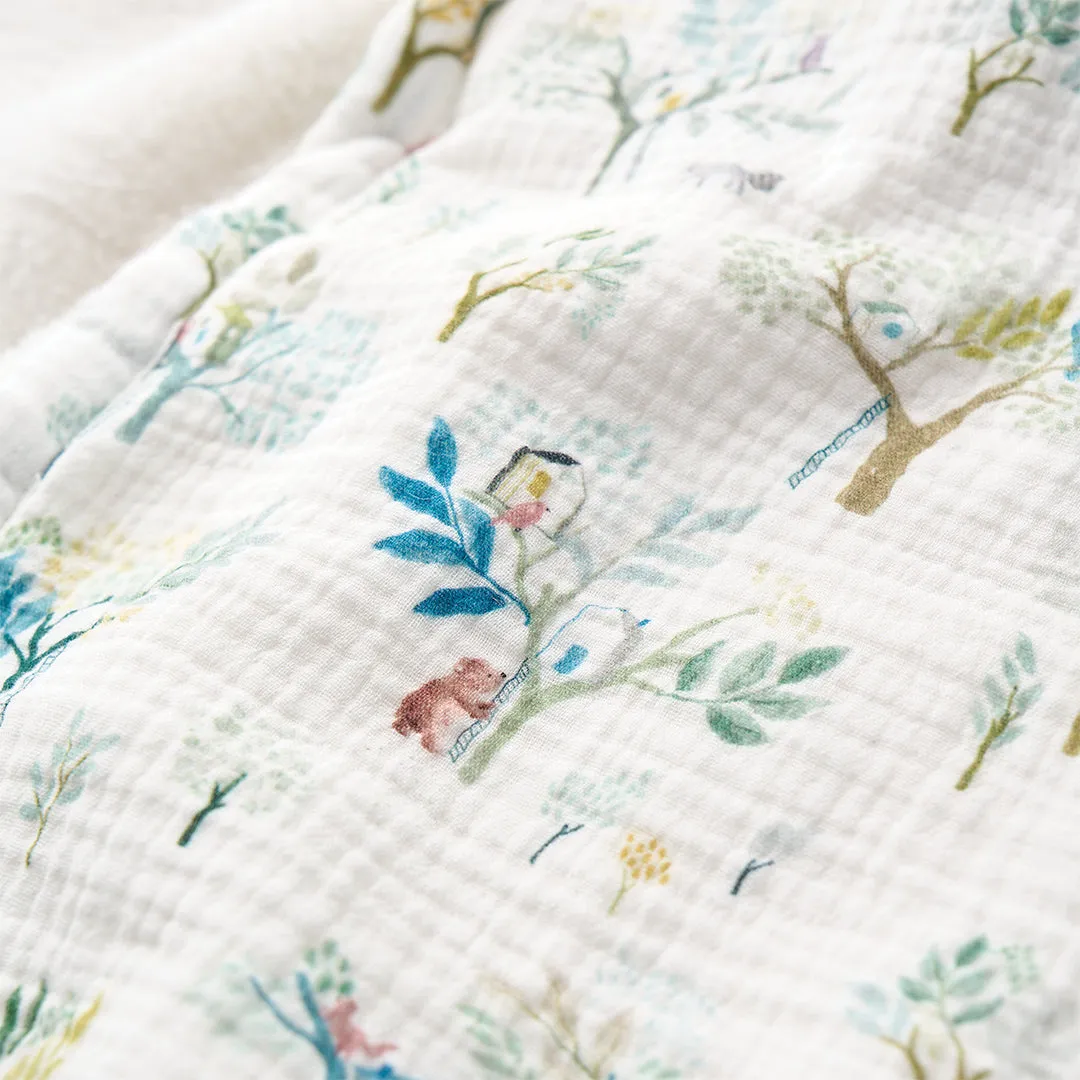 Treehouse Forest Organic Muslin Fur Back Blanket