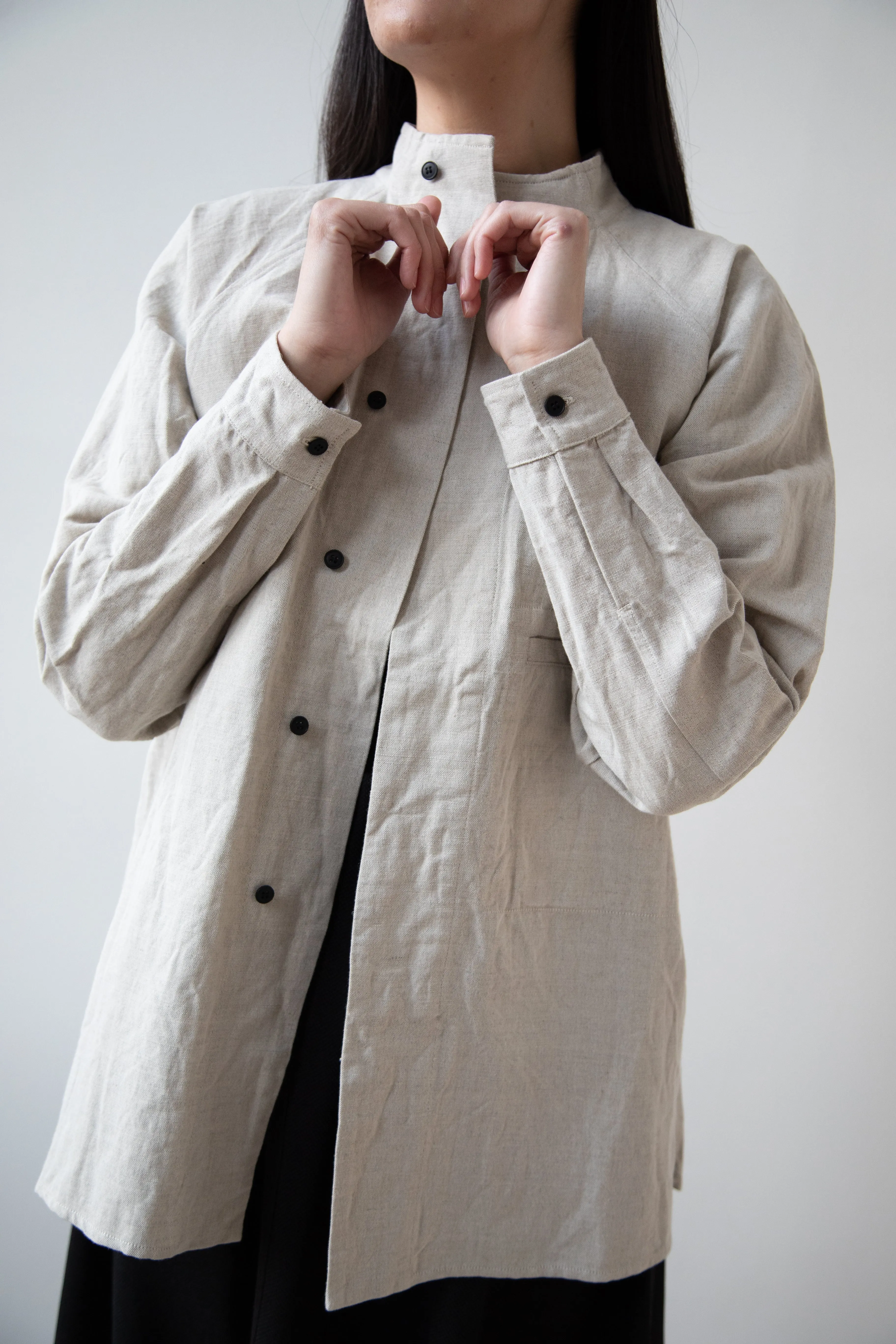 Unkruid | Stand Collar Shirt in Natural