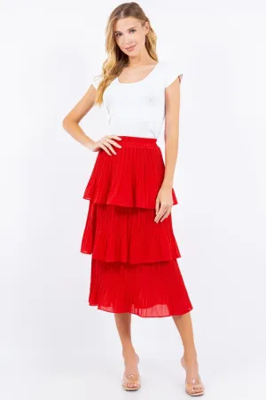 Valerie Red Ruffle Skirt