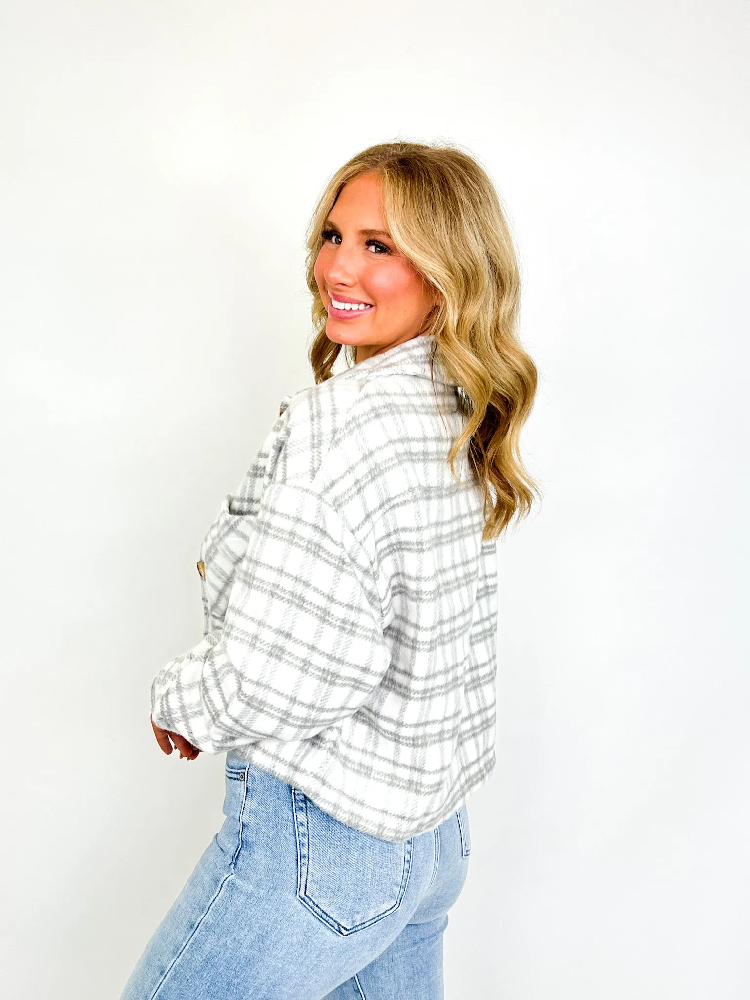 Vicki - Plaid Cropped Jacket (Grey)