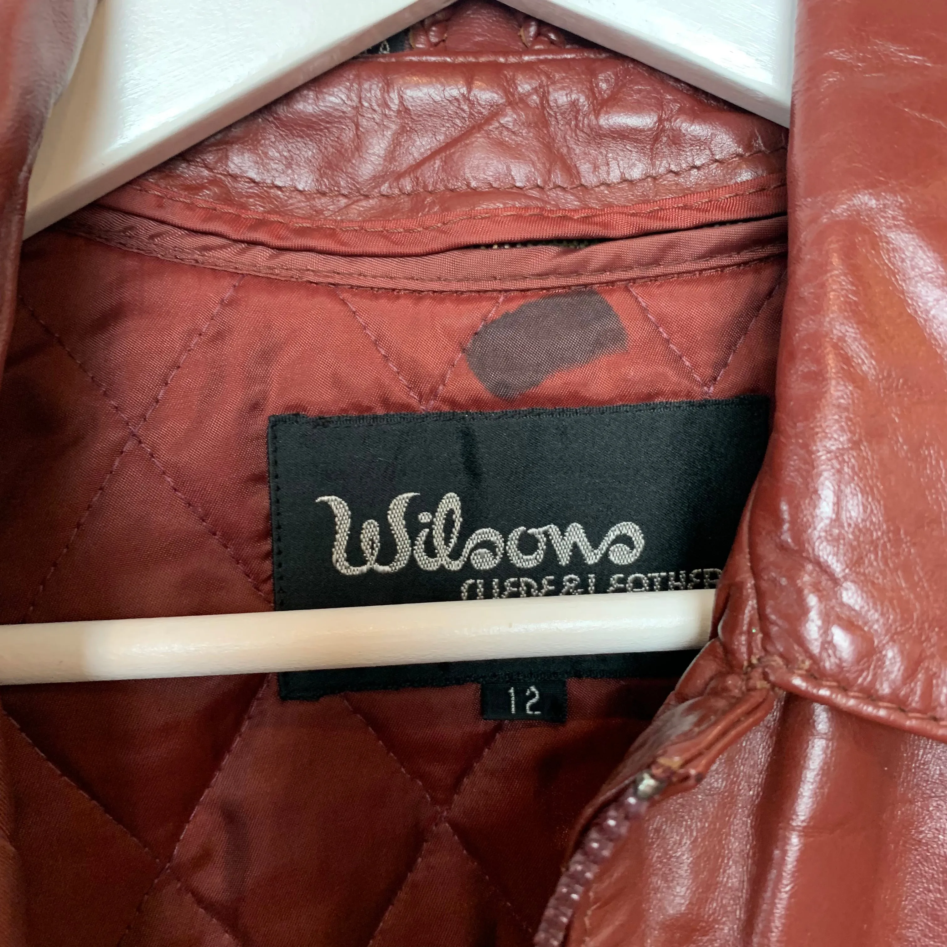 Vintage 80s Wilsons Maroon Leather Cropped Moto Jacket Small