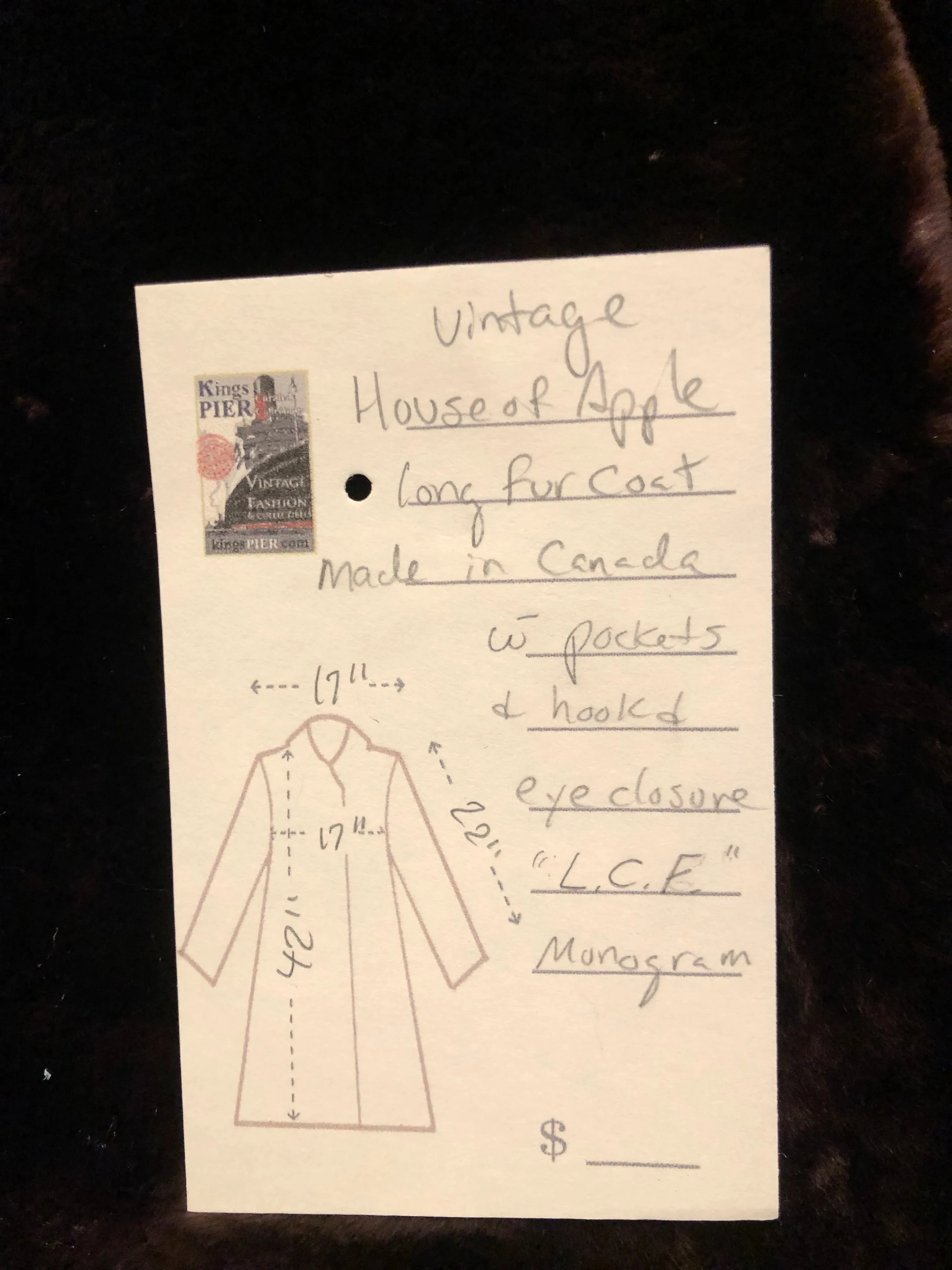 Vintage House of Appel Long Fur Coat, Made in Canada