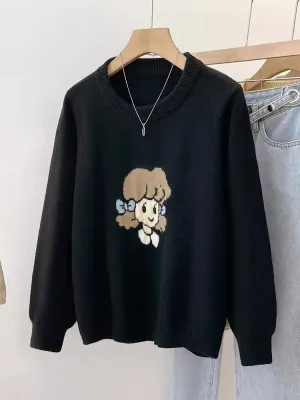 Vintage Sweet Lolita Style Knitted Pullover Cute Girl Pattern Sweater Women New Year Knitwear Tops C-281