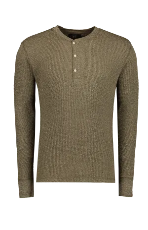 Waffle-Knit Henley Shirt