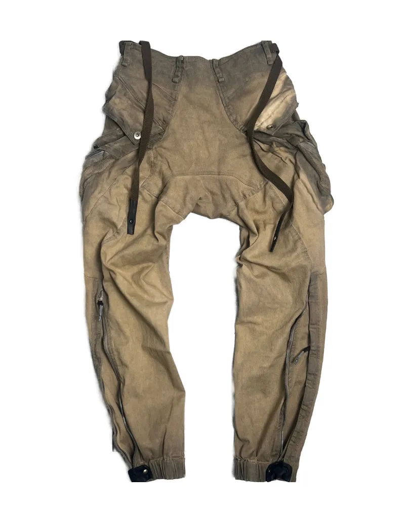 Wasteland Wear Mech Multi-Pocket Washed Distressed Casual Pants