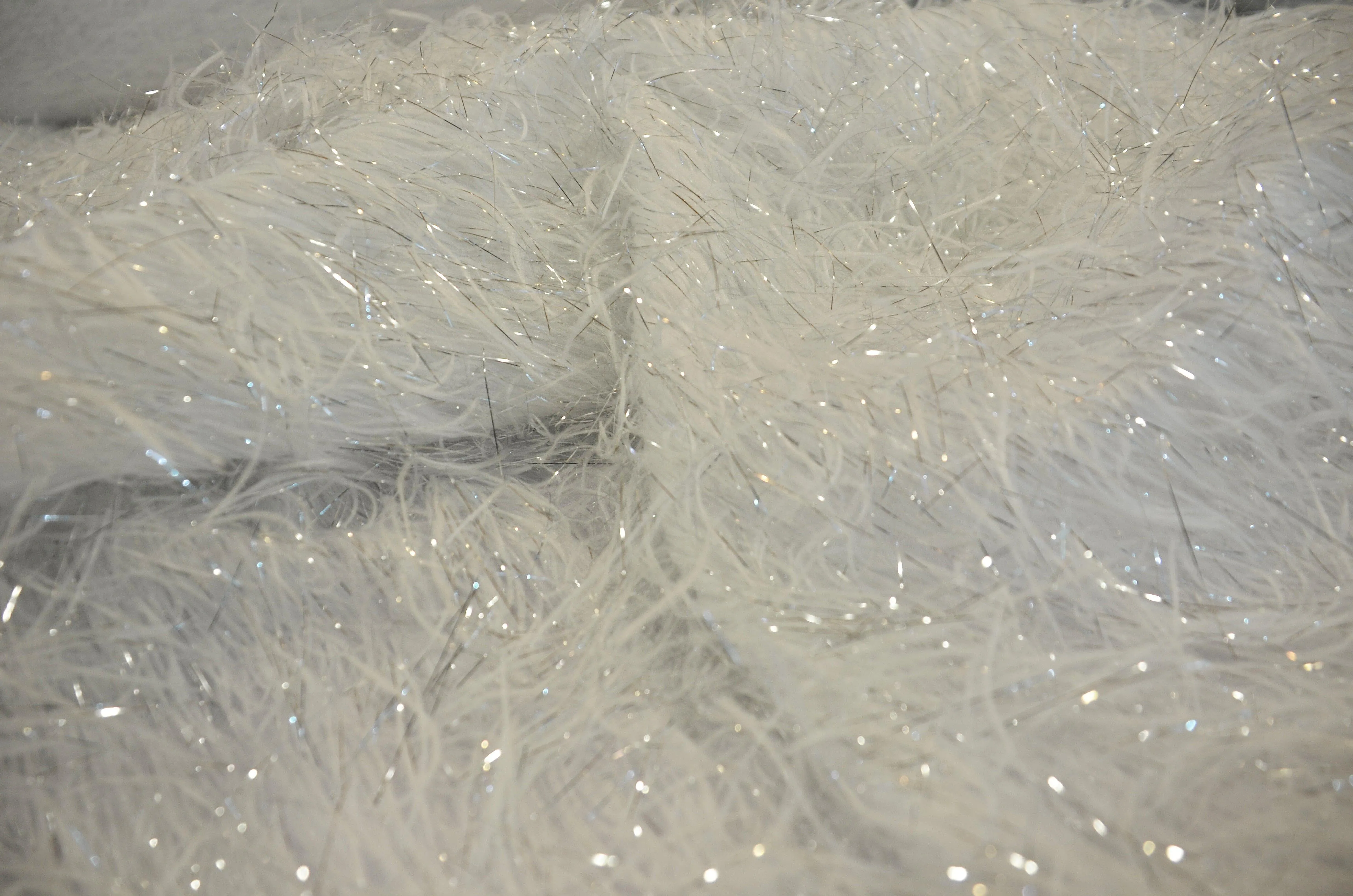 White Shaggy Brocade | White Metallic Eyelash Fabric | White Uragiri Lame | Non Stretch Lurex for Costume, Cosplay Top Dress, Apparel Fabric