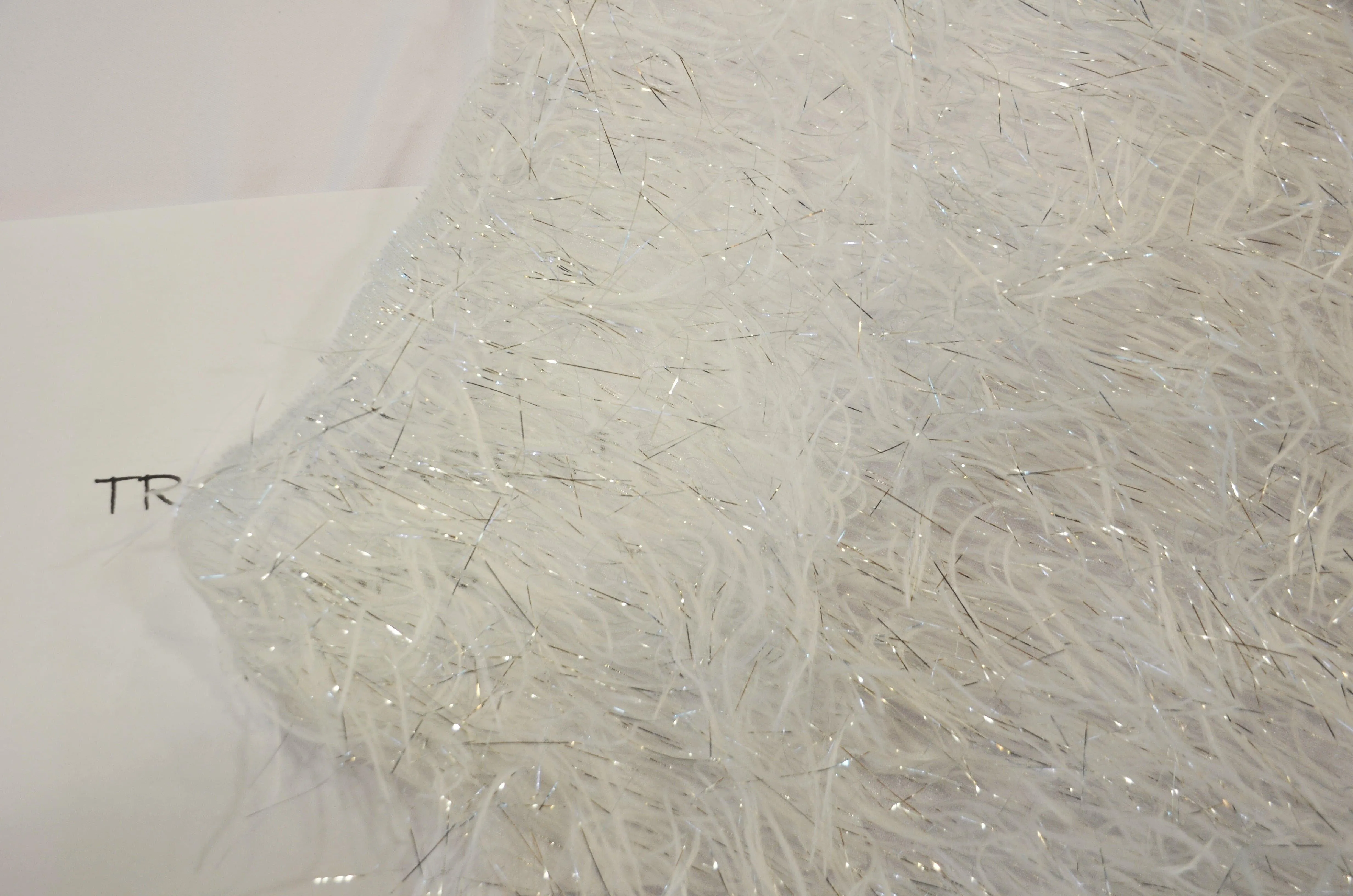 White Shaggy Brocade | White Metallic Eyelash Fabric | White Uragiri Lame | Non Stretch Lurex for Costume, Cosplay Top Dress, Apparel Fabric