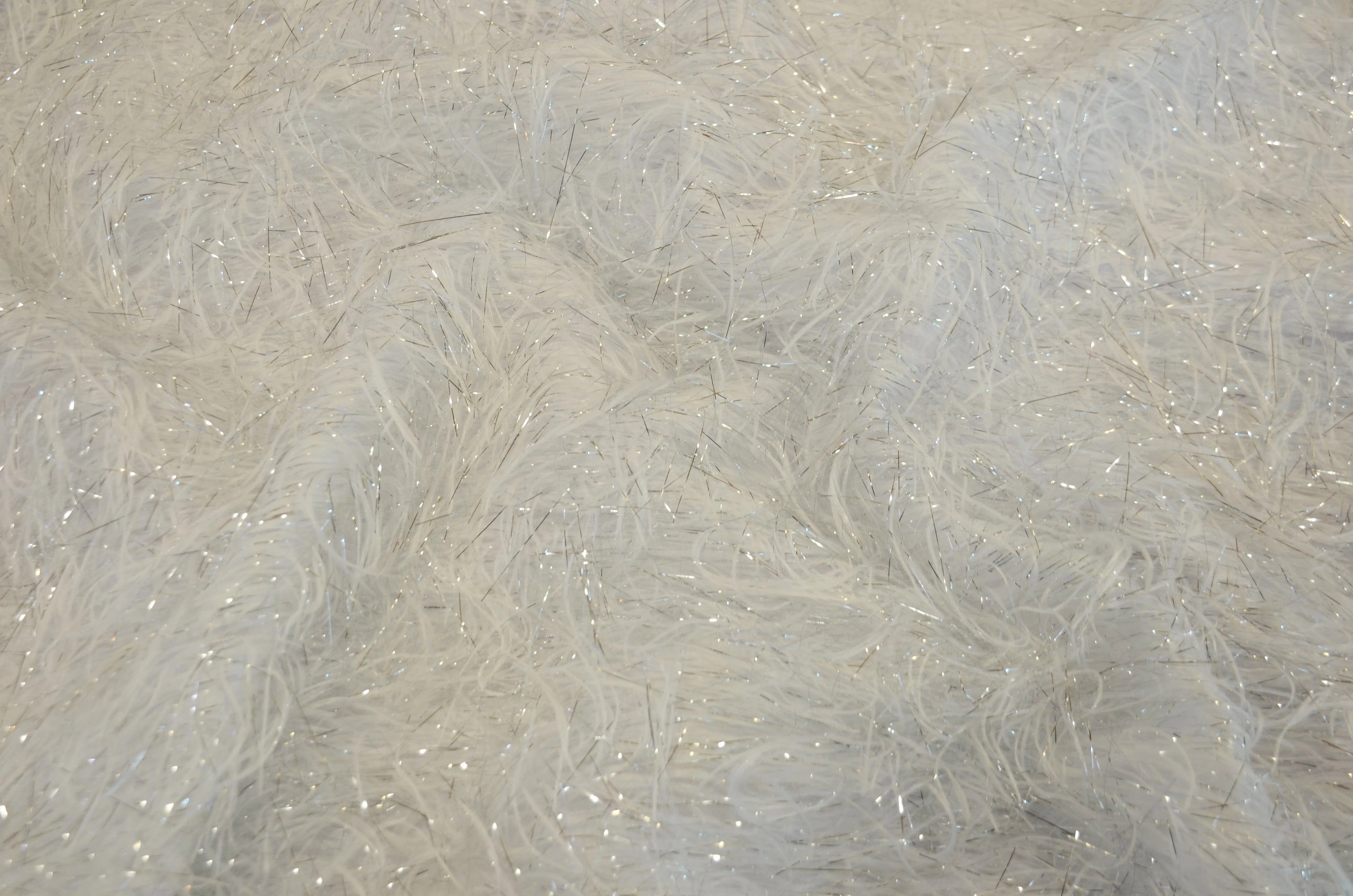 White Shaggy Brocade | White Metallic Eyelash Fabric | White Uragiri Lame | Non Stretch Lurex for Costume, Cosplay Top Dress, Apparel Fabric