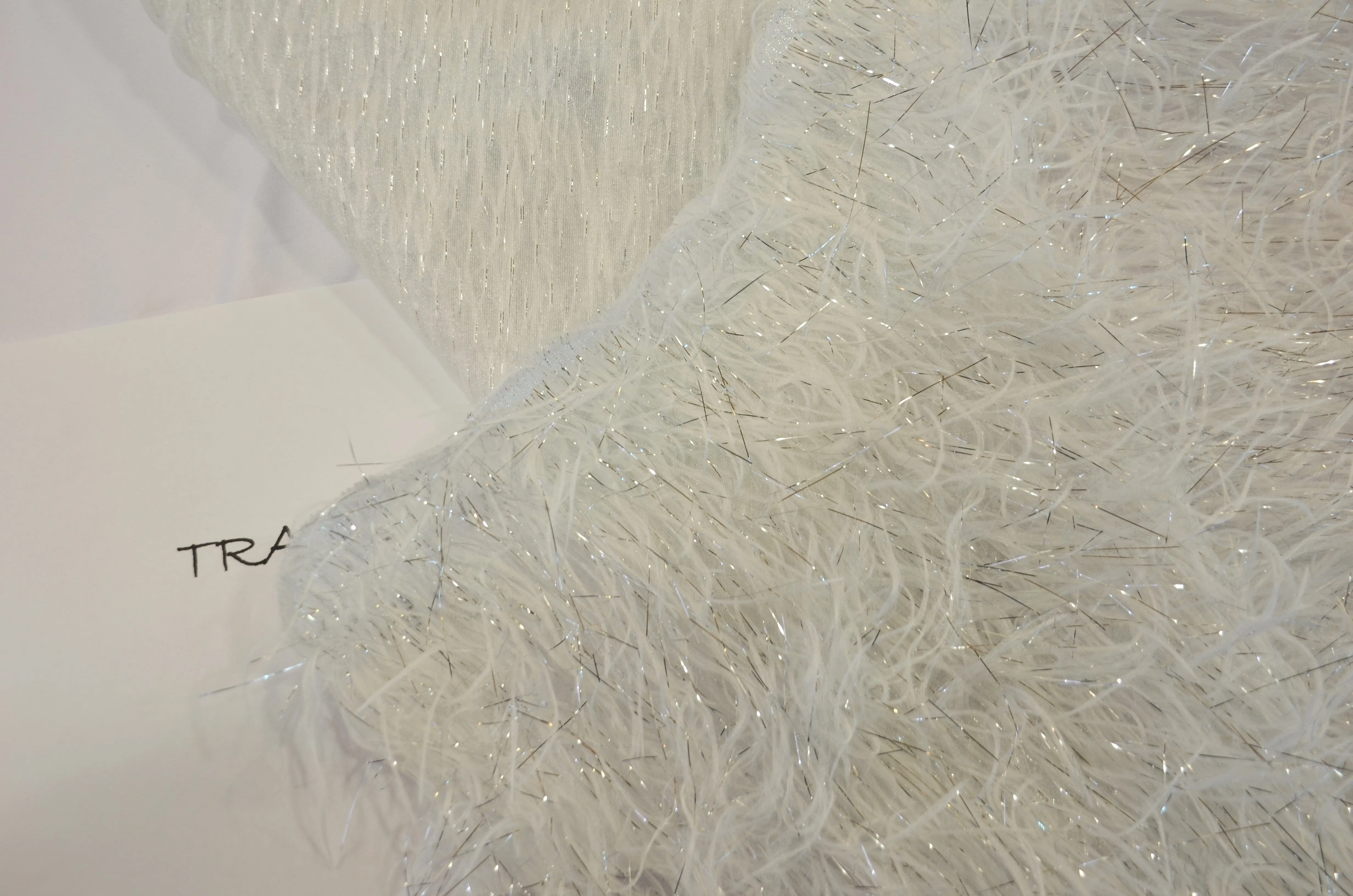 White Shaggy Brocade | White Metallic Eyelash Fabric | White Uragiri Lame | Non Stretch Lurex for Costume, Cosplay Top Dress, Apparel Fabric