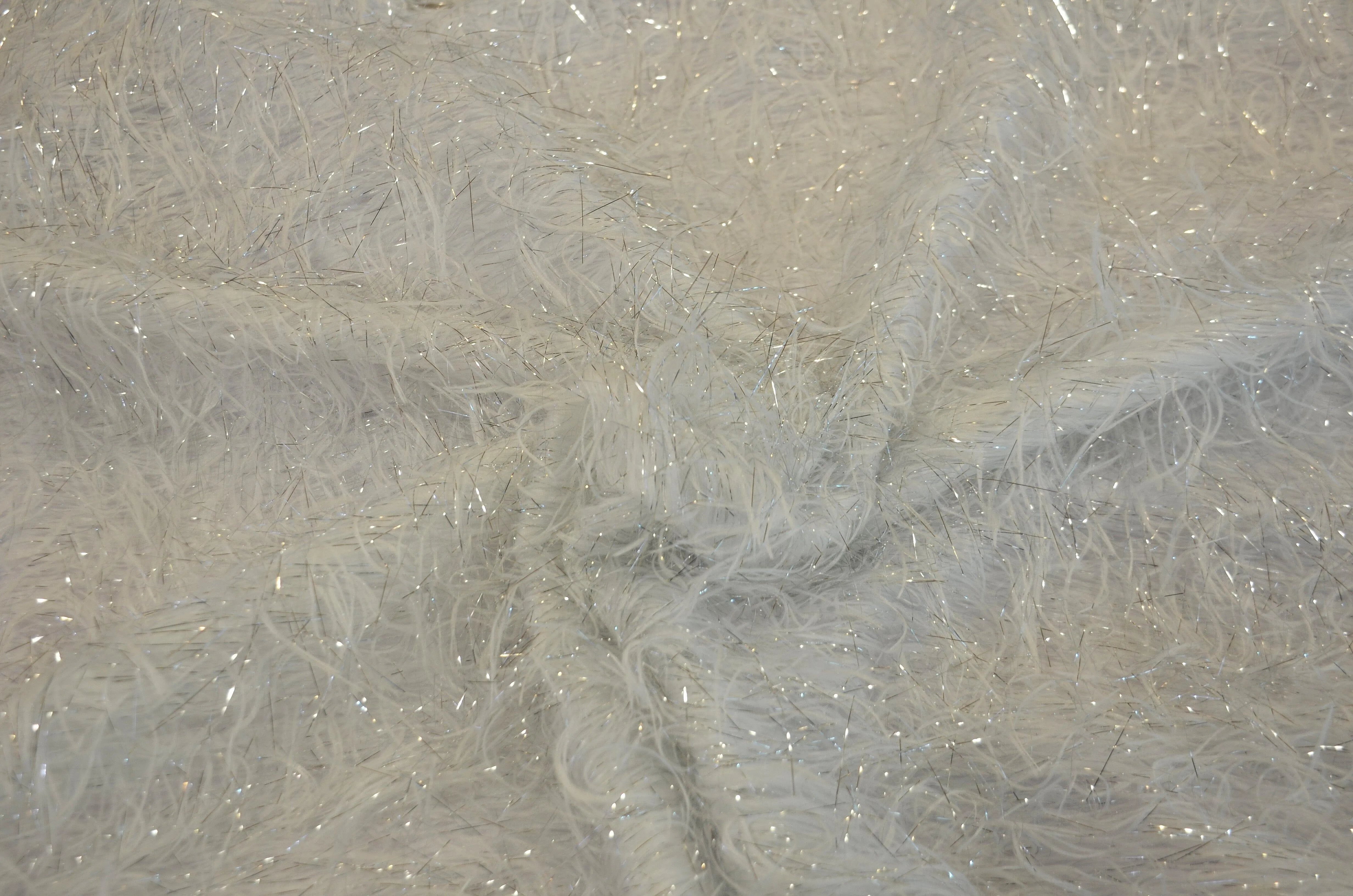White Shaggy Brocade | White Metallic Eyelash Fabric | White Uragiri Lame | Non Stretch Lurex for Costume, Cosplay Top Dress, Apparel Fabric