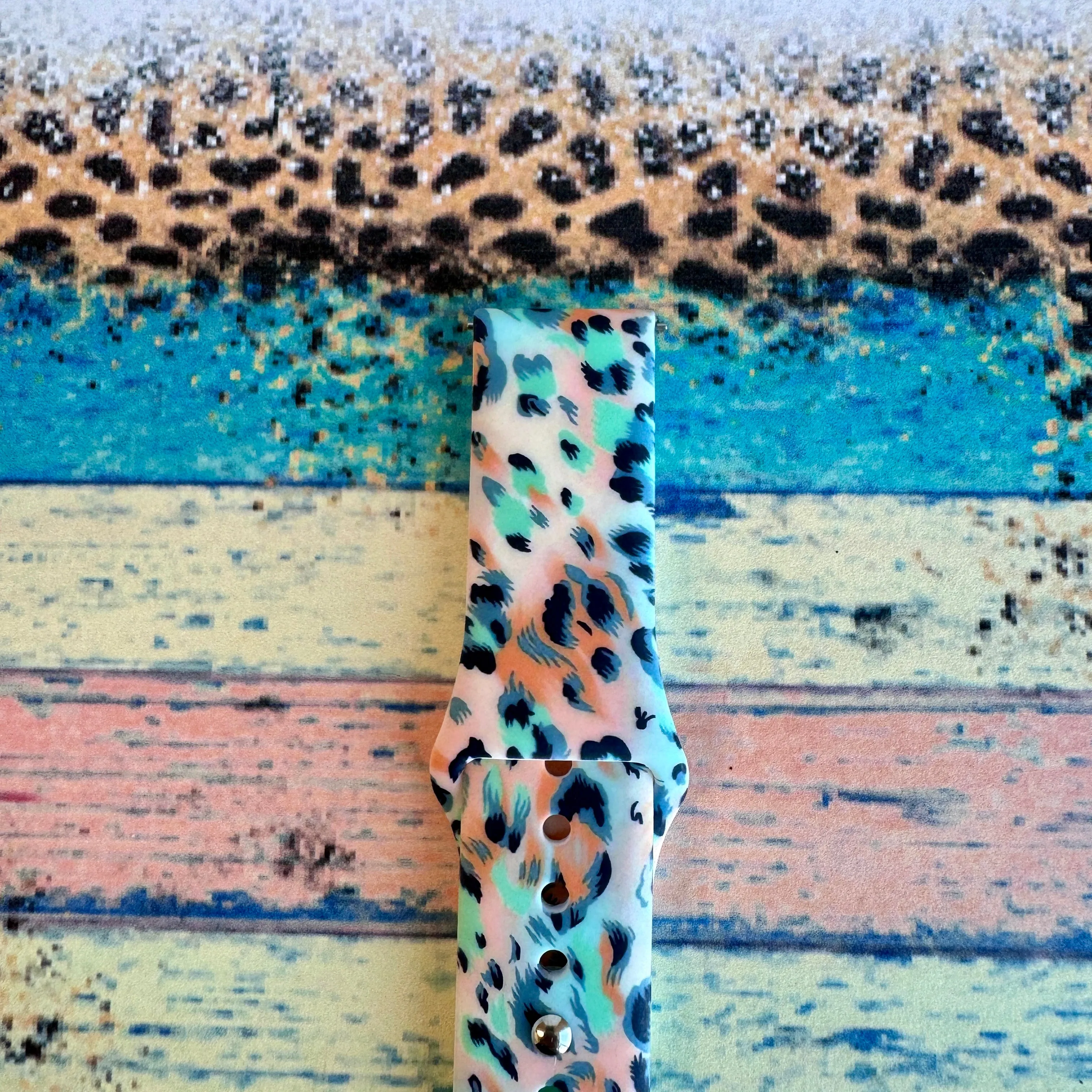Wild Turquoise Leopard Print Silicone Band For Fitbit Versa 1/2