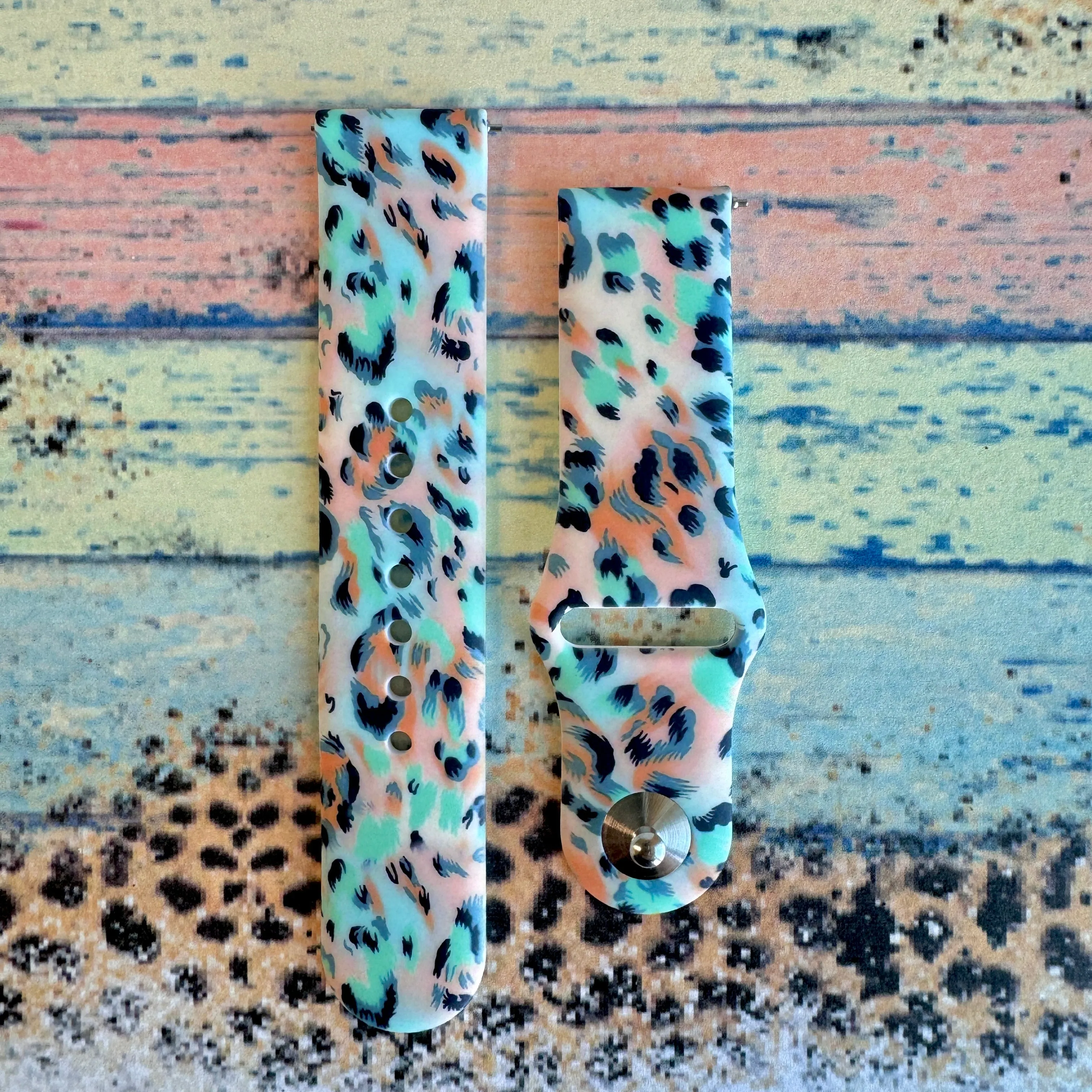 Wild Turquoise Leopard Print Silicone Band For Fitbit Versa 1/2