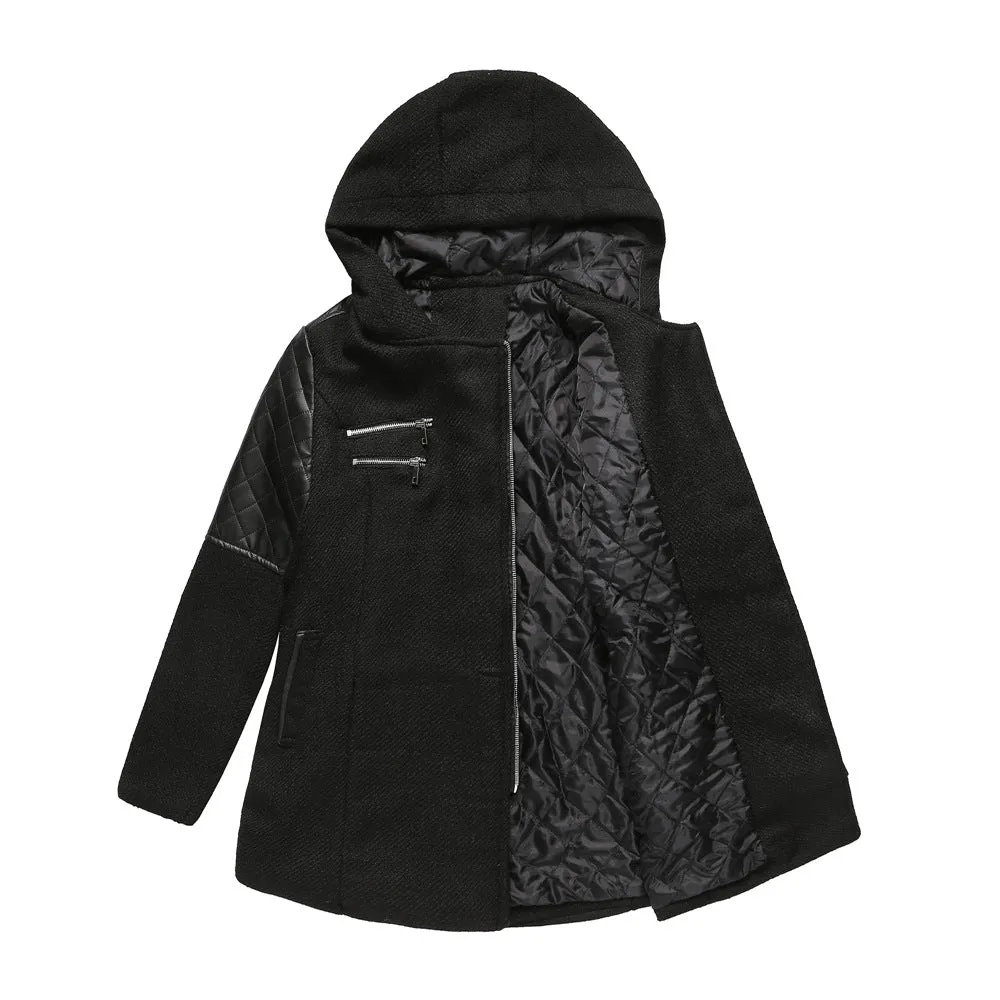 Women Solid color Hooded Coat