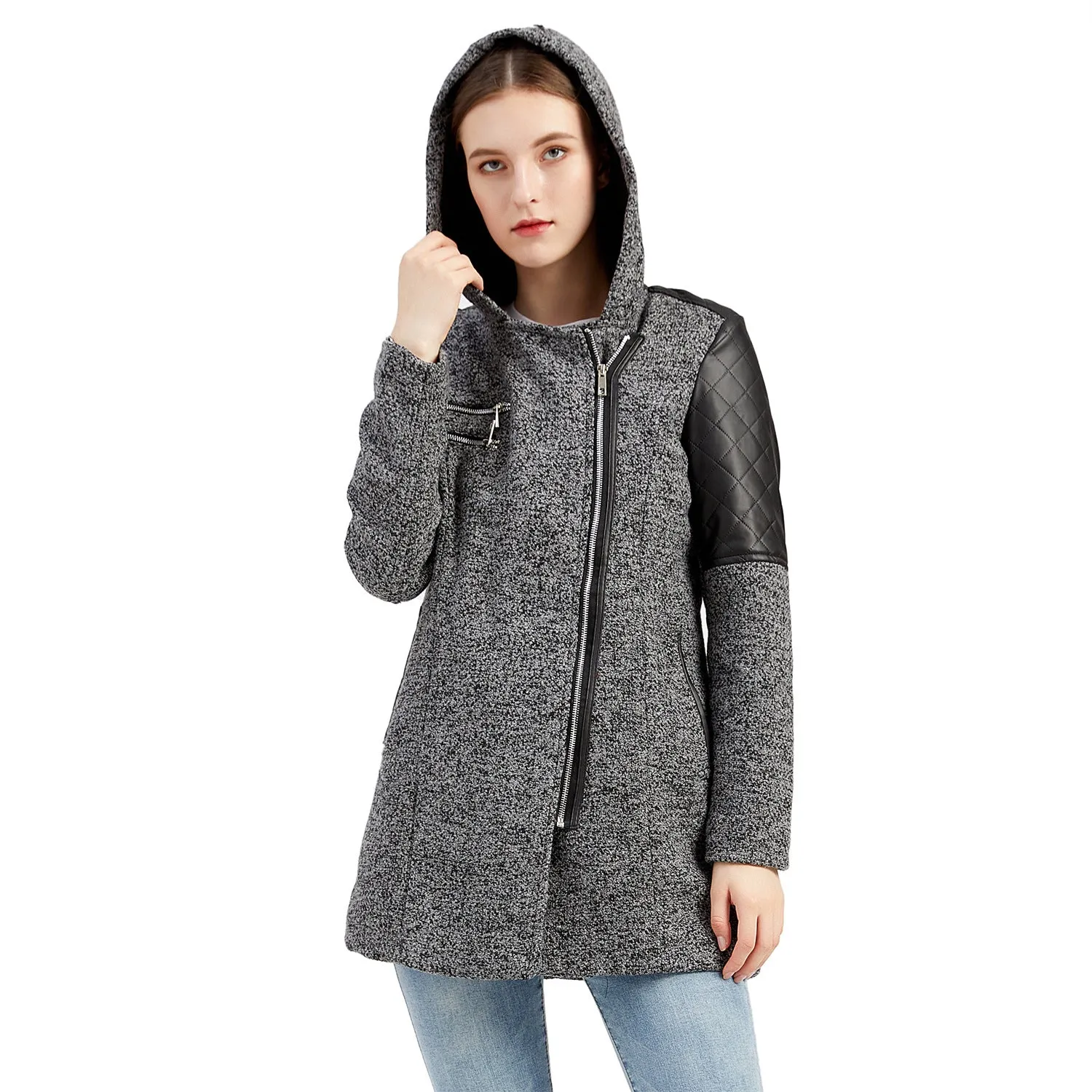 Women Solid color Hooded Coat