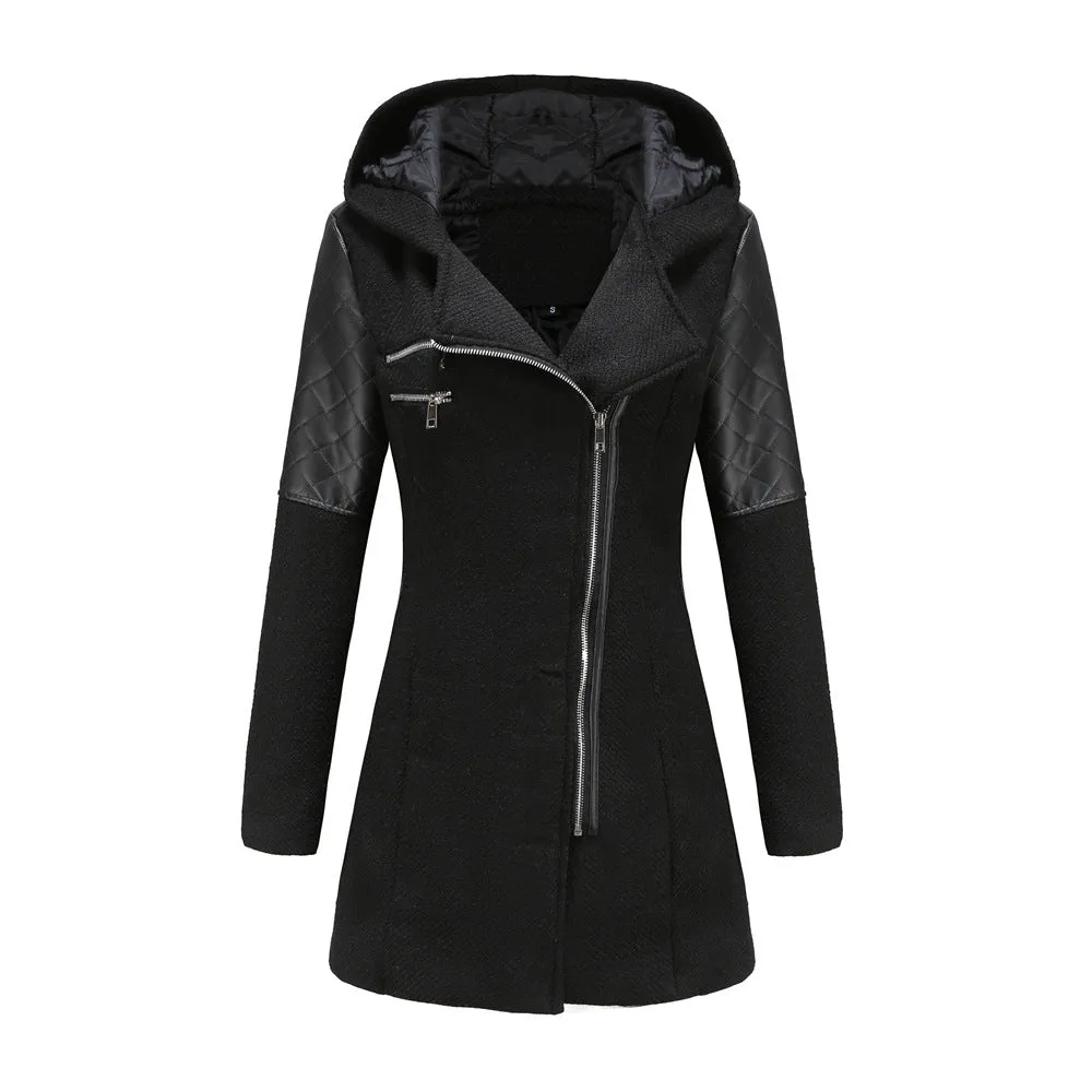 Women Solid color Hooded Coat
