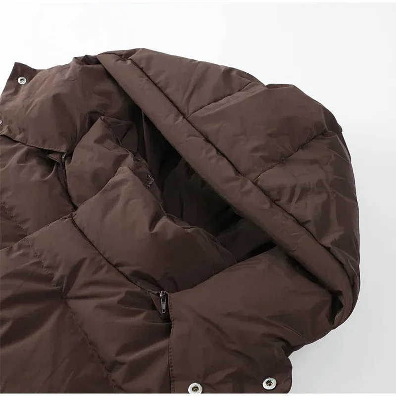 Women Thicken Hooded Down Overtised Cotton Jacket Fashion Long Sleeve Lapel Women's Coat 2024 Winter Lady Warm Commute Overcoat